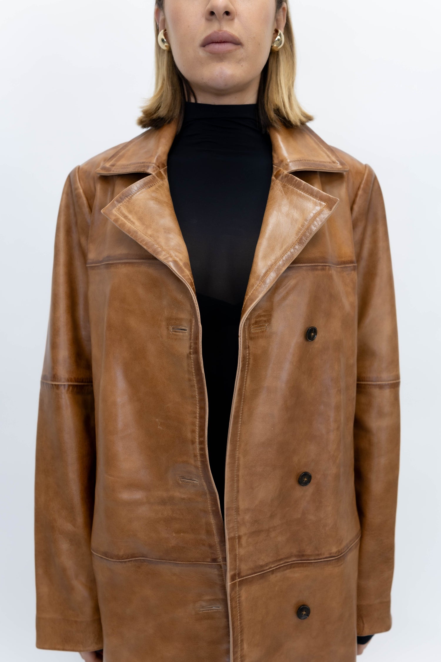 SHELLY LEATHER COAT IN WAXED COGNAC JACKET HERSKIND 
