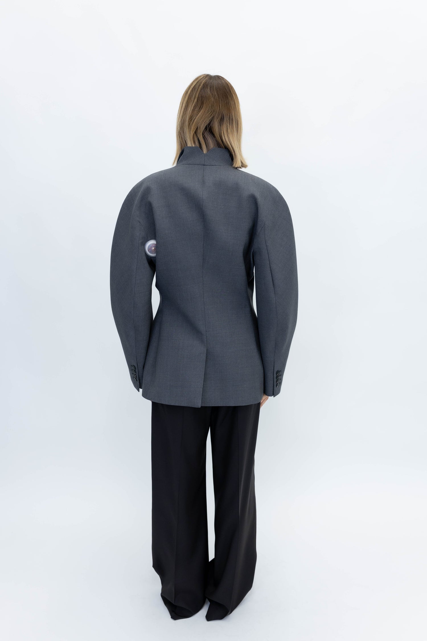 BALLOON WAISTED BLAZER IN DARK GREY BLAZER ROHE 