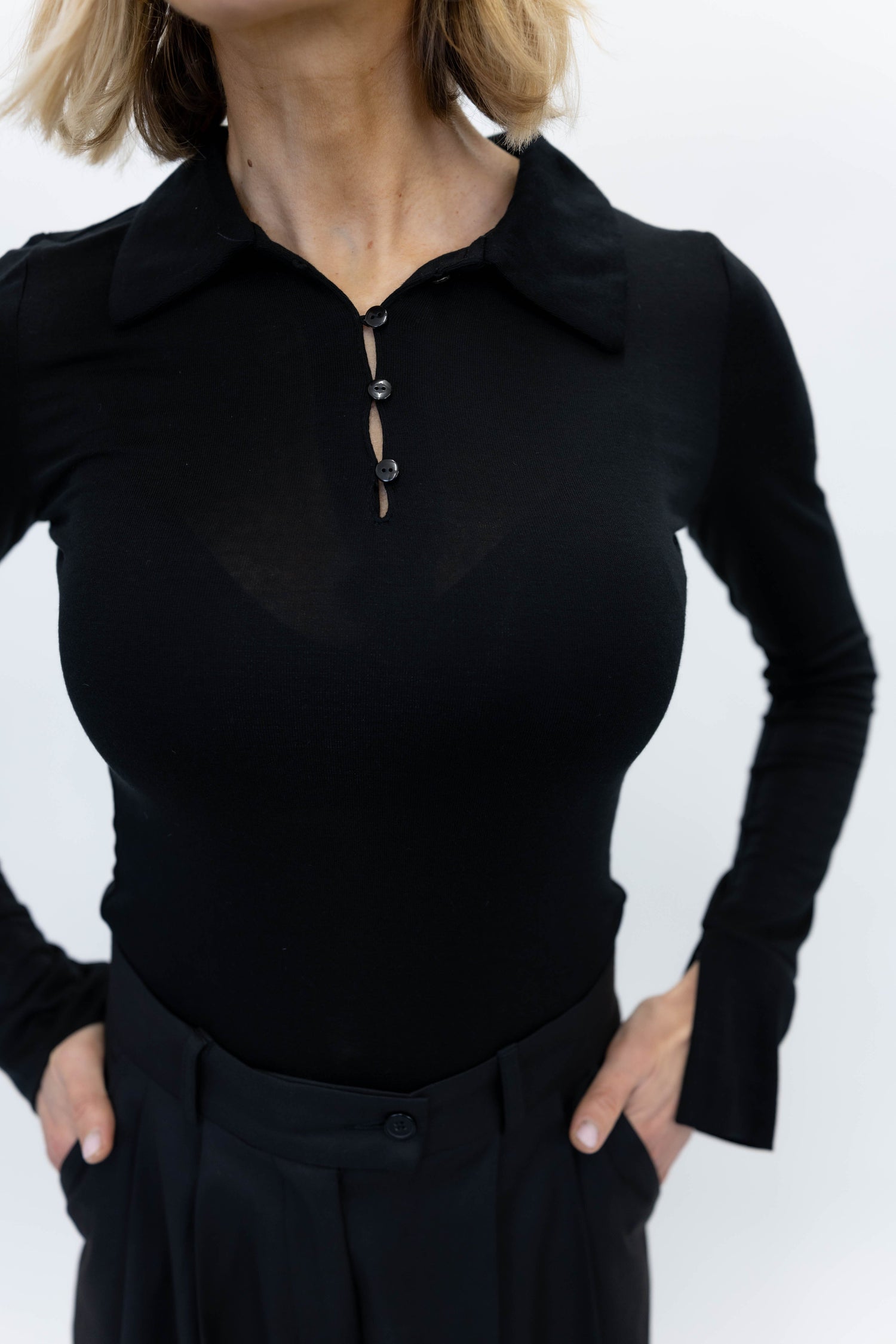 BREE POLO TEE IN BLACK TEE THE GARMENT 