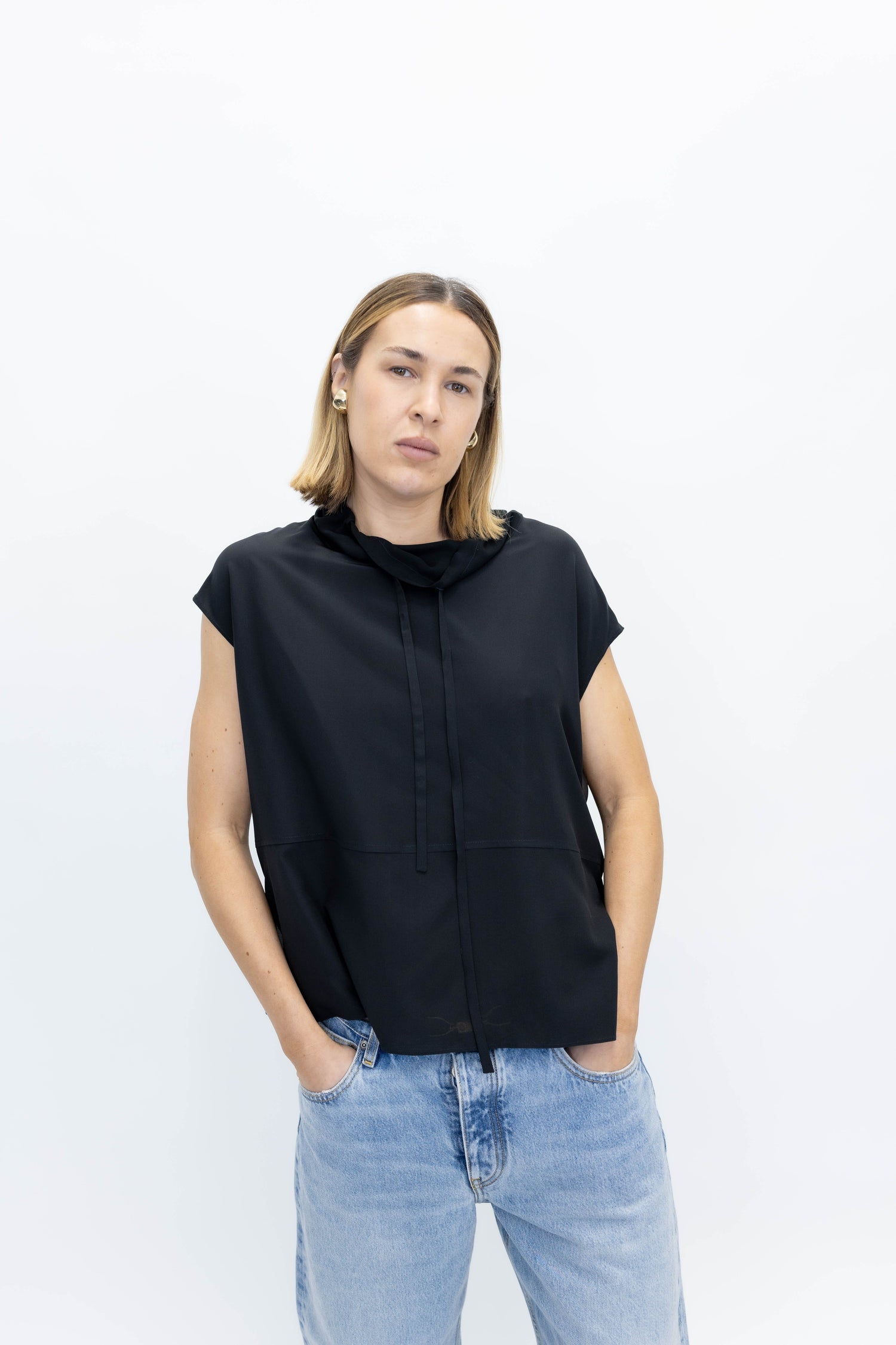 SOPHIE SILK TOP IN BLACK TOP ONE&OTHER 