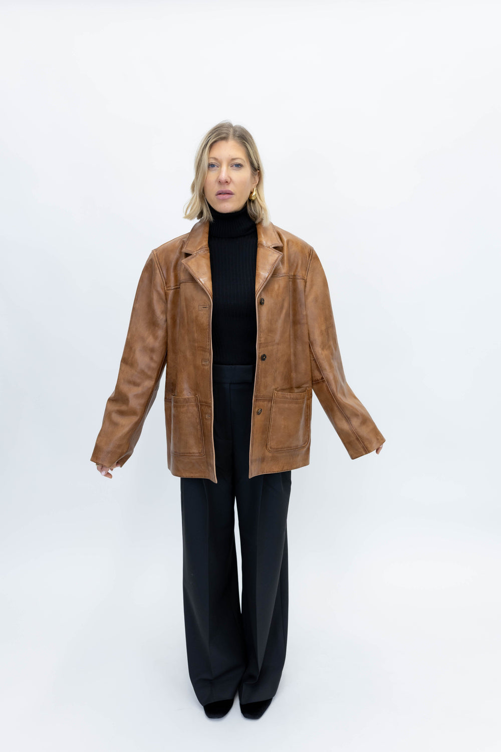 MARINA LEATHER JACKET IN WAXED COGNAC JACKET HERSKIND 