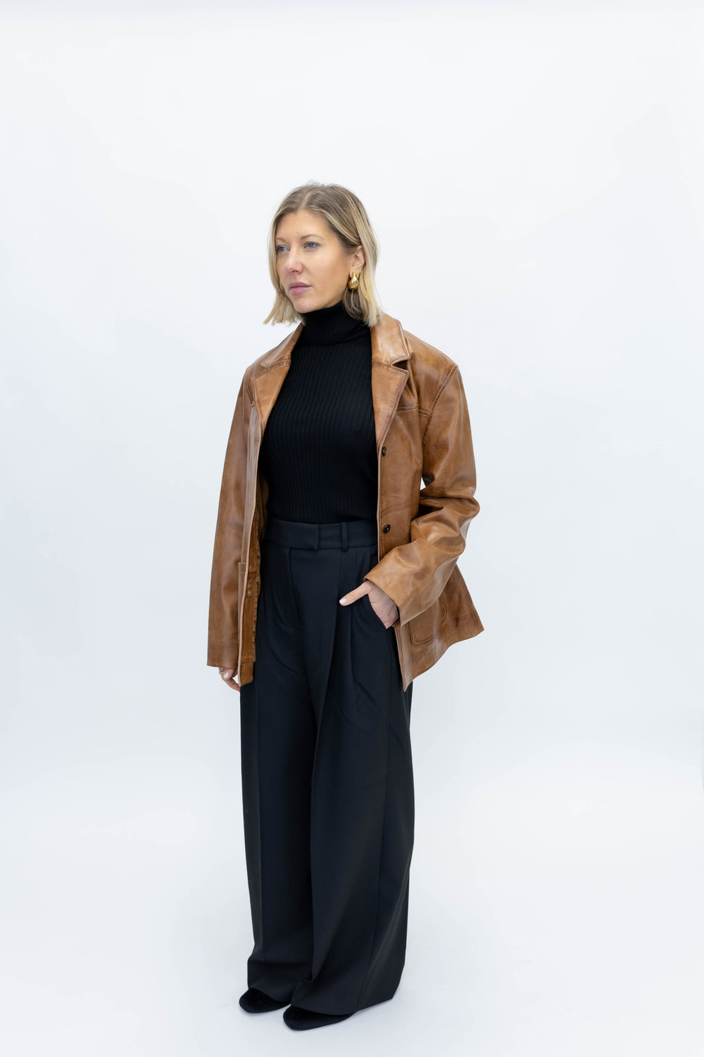 MARINA LEATHER JACKET IN WAXED COGNAC JACKET HERSKIND 