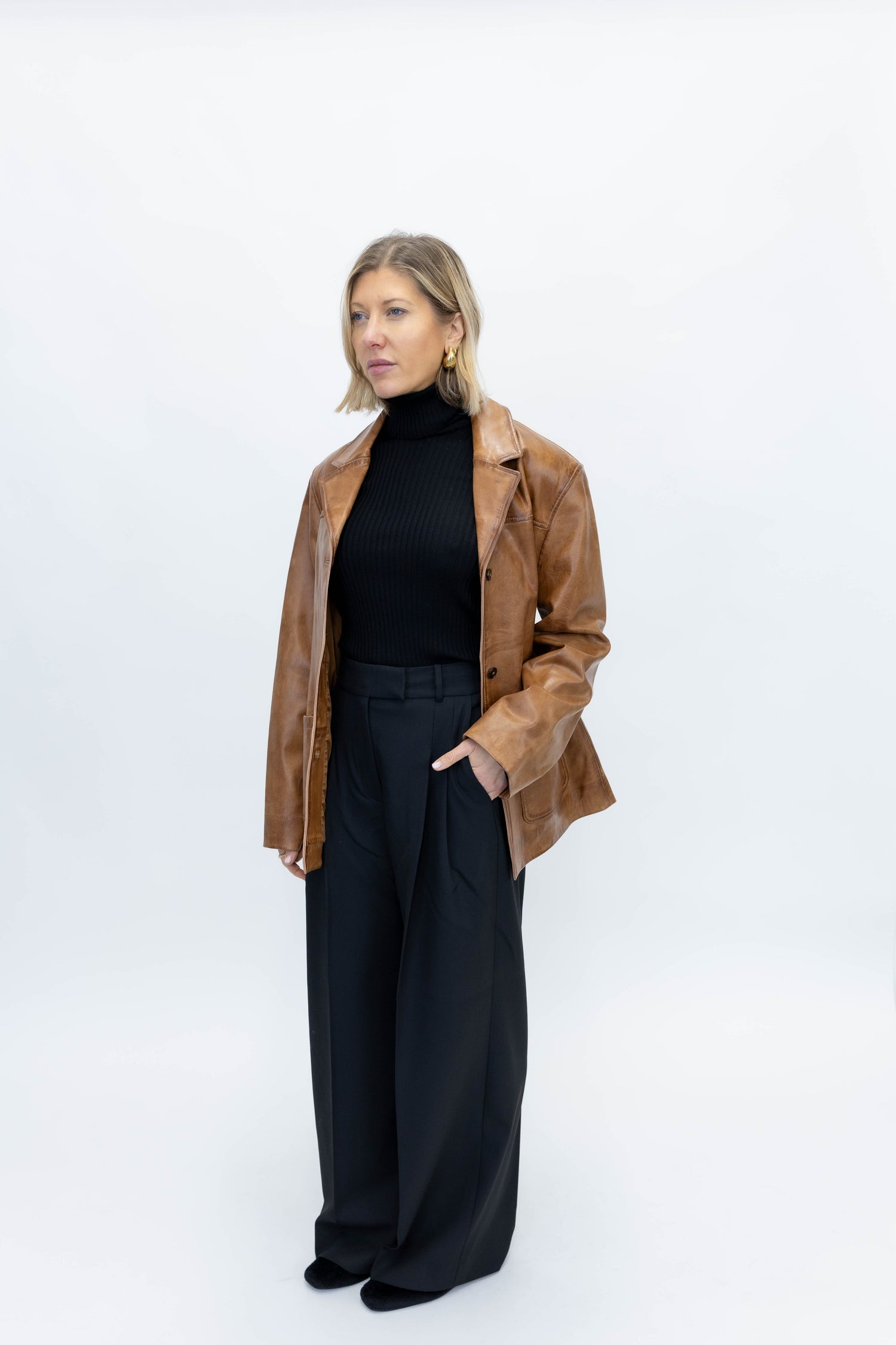 MARINA LEATHER JACKET IN WAXED COGNAC JACKET HERSKIND 