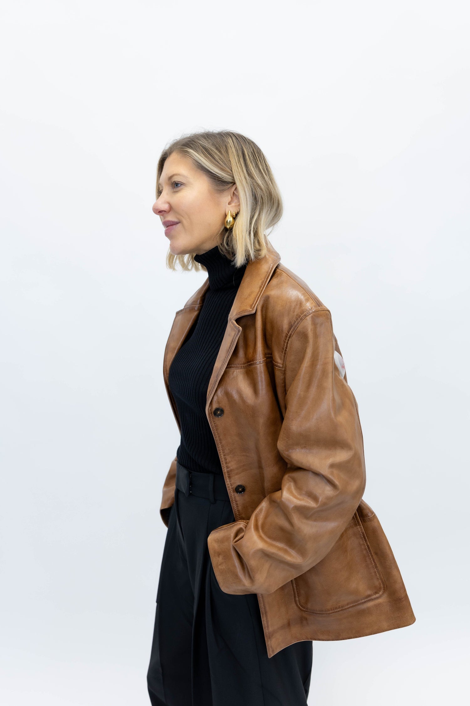 MARINA LEATHER JACKET IN WAXED COGNAC JACKET HERSKIND 