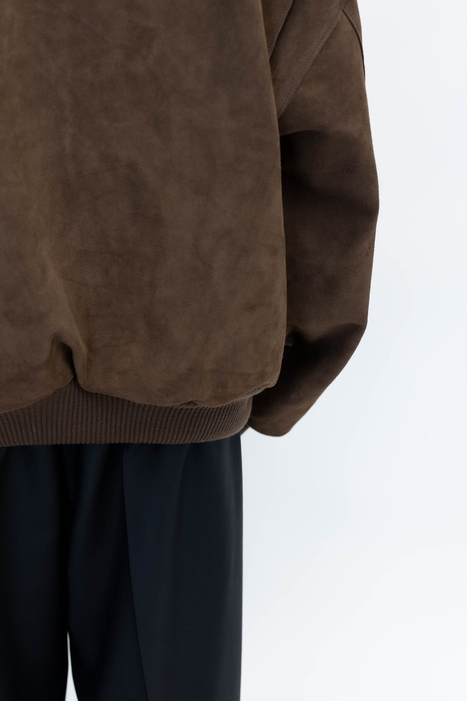 SUEDE BOMBER IN BROWN JACKET STUDIO CUT 