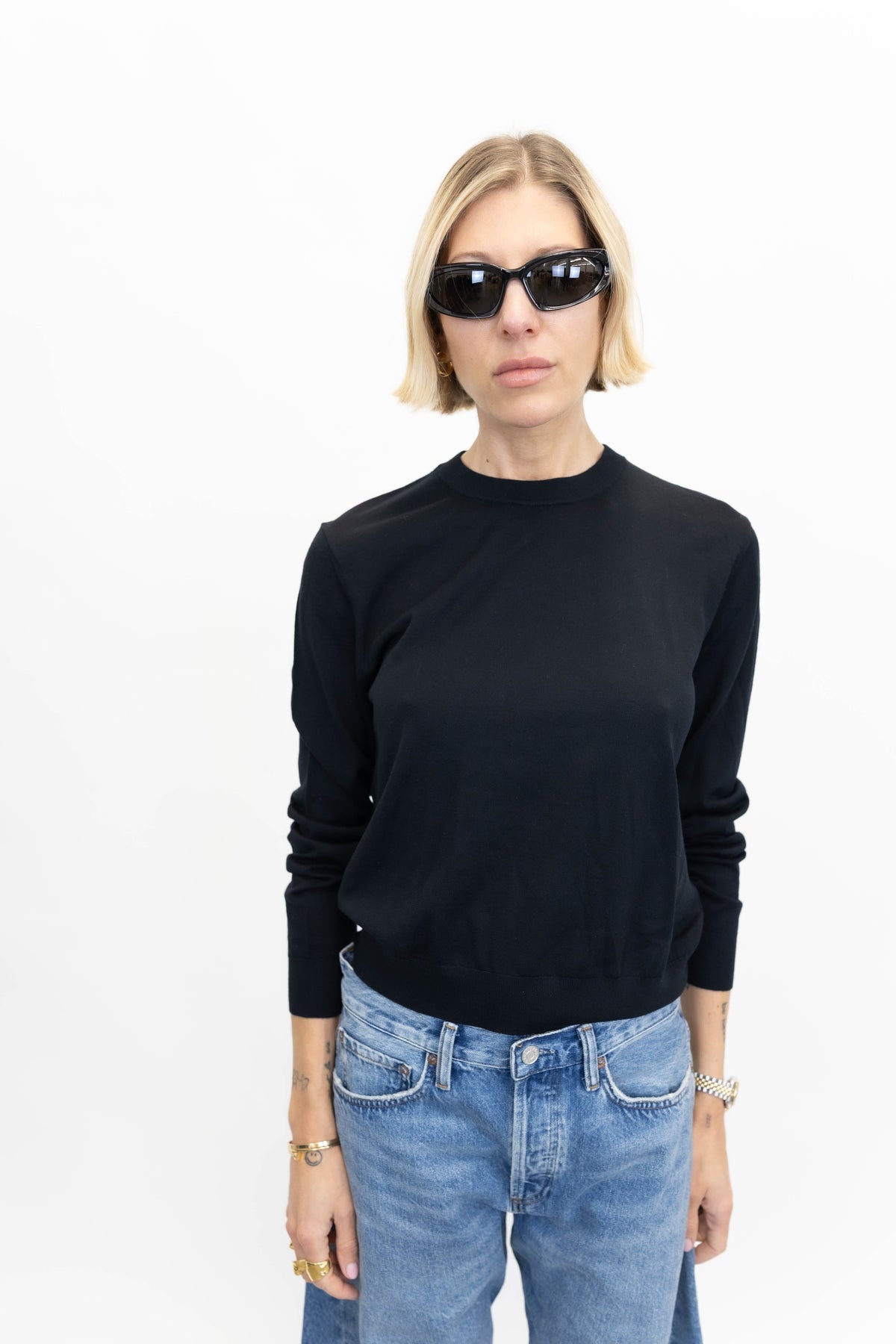 NADRA FINE MERINO SWEATER IN BLACK SWEATER NANUSHKA 