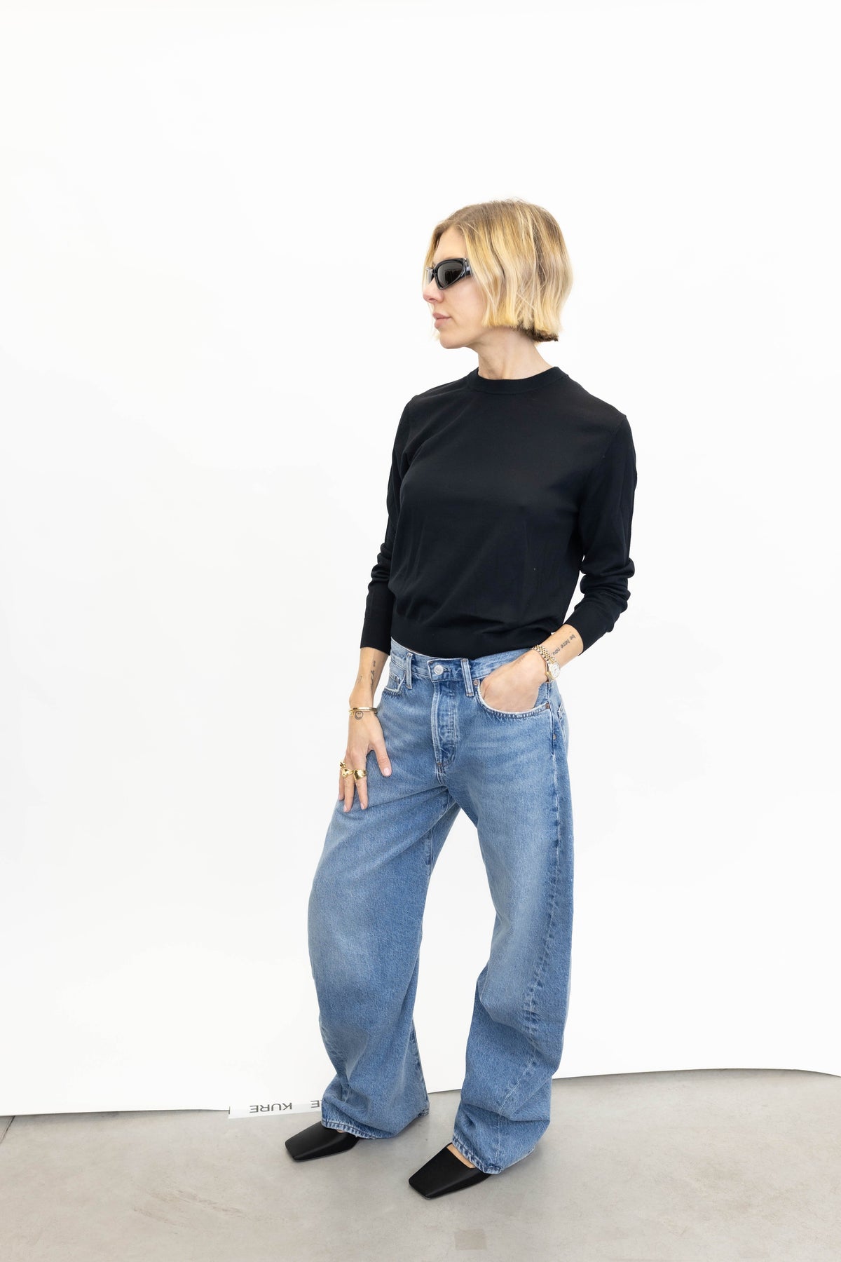 NADRA FINE MERINO SWEATER IN BLACK SWEATER NANUSHKA 