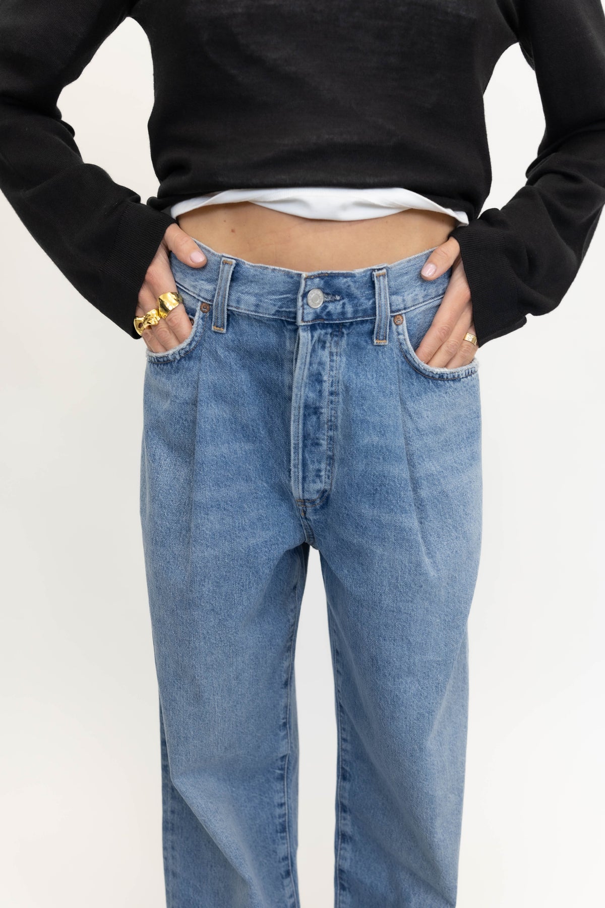 FRANKA PLEAT BAGGY IN MANTRA JEANS AGOLDE 
