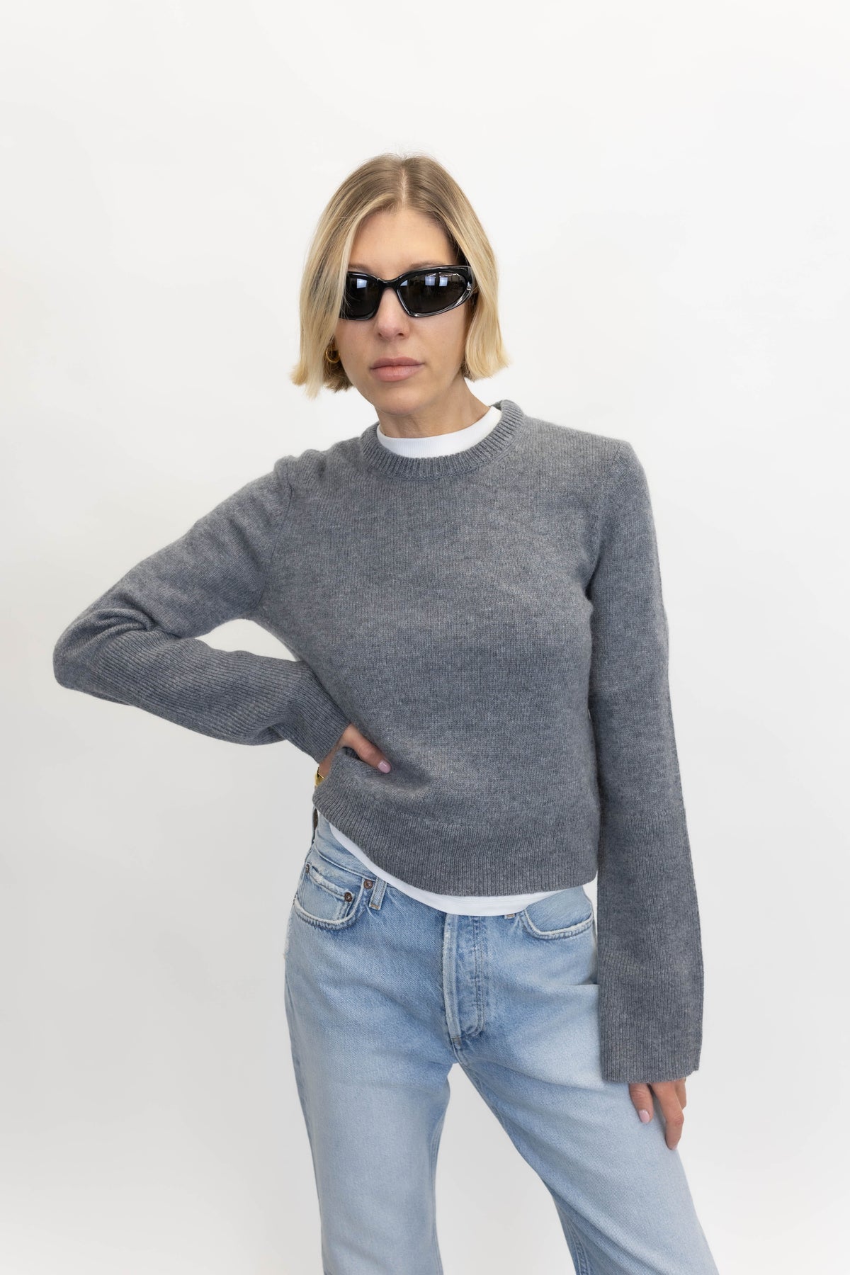 HANNAH SWEATER IN GREY KNIT BY MALENE BIRGER 