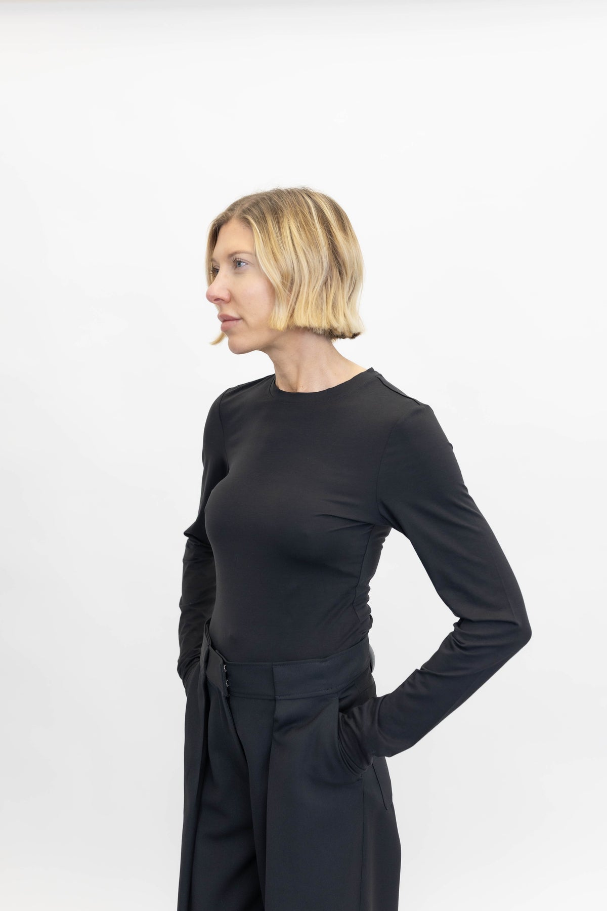 MIDA LS TOP IN BLACK TOP GESTUZ 