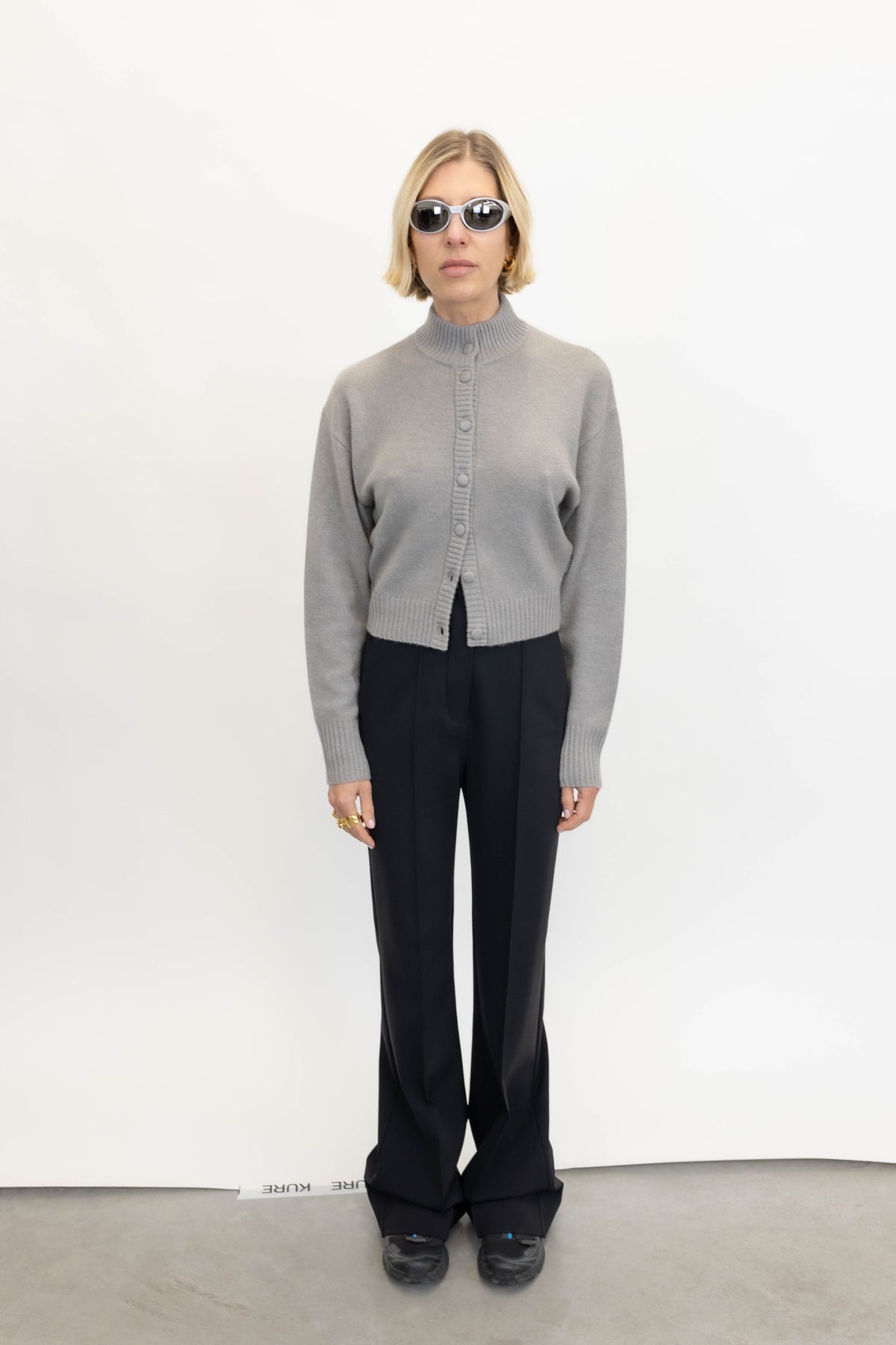 ALEA CASHMERE KNIT CARDIGAN FROST IN GRAY CARDIGAN WON HUNDRED 