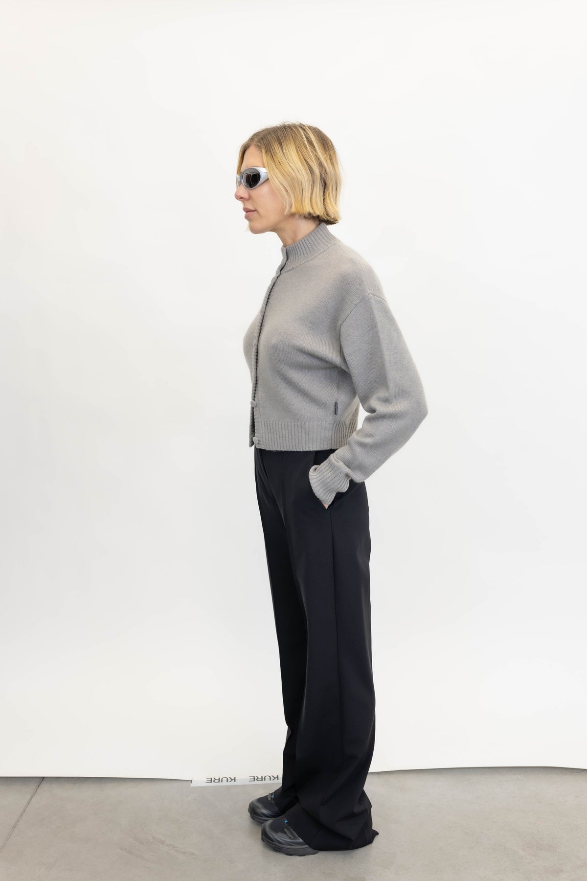 ALEA CASHMERE KNIT CARDIGAN FROST IN GRAY CARDIGAN WON HUNDRED 
