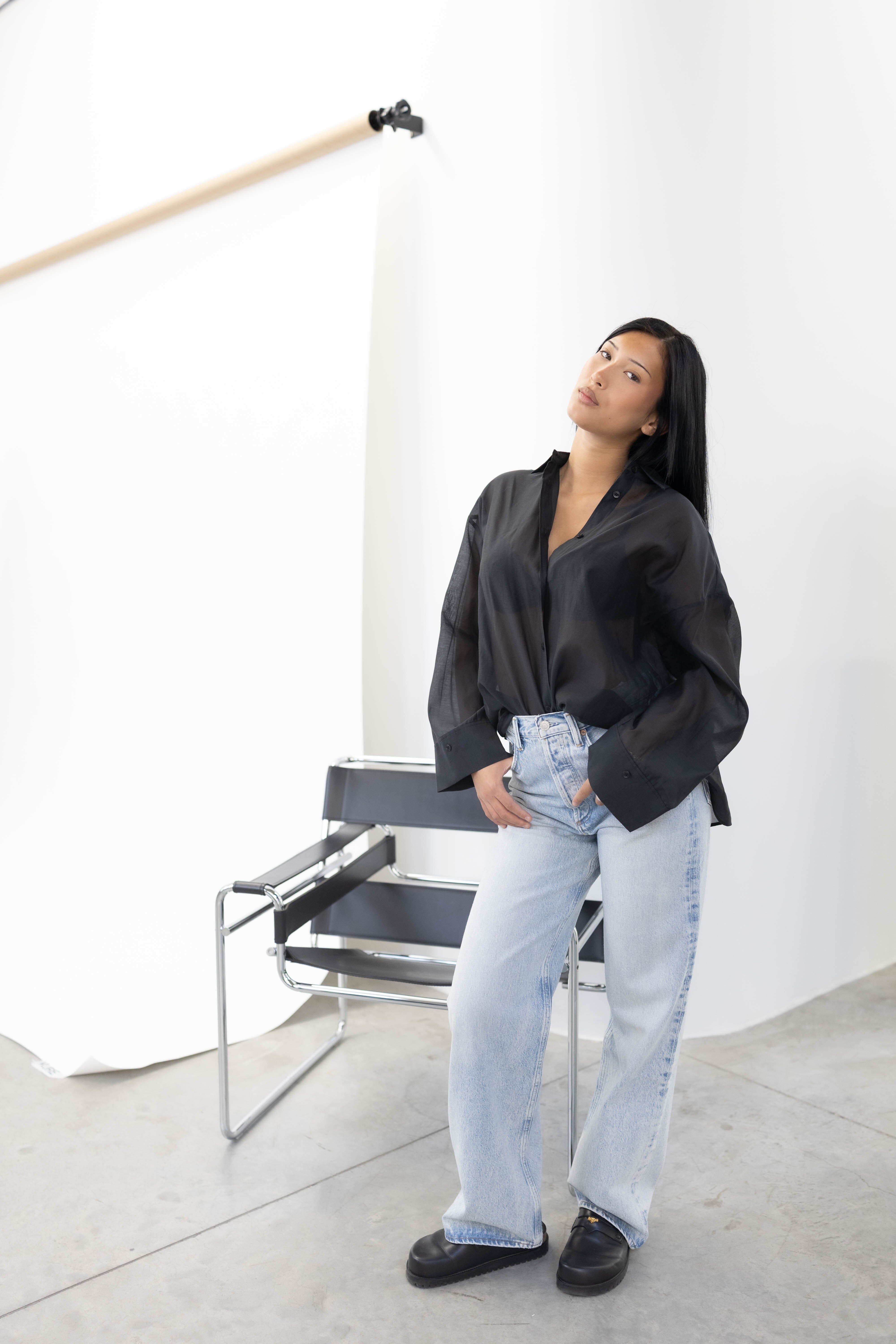 DERRIS ORGANZA SHIRT IN BLACK SHIRT BY MALENE BIRGER 