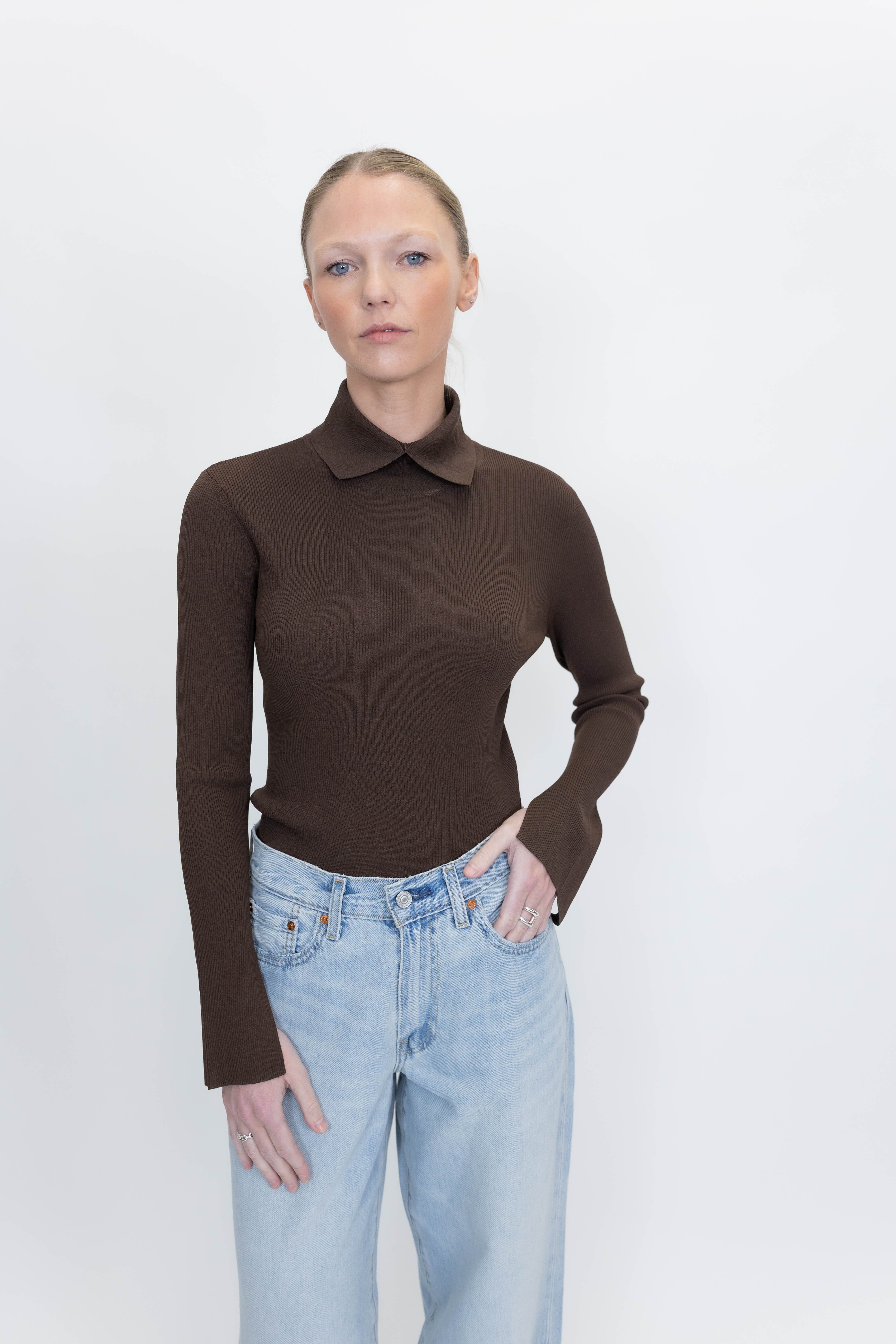 MADISON NECK KNIT IN ESPRESSO KNIT THE GARMENT 