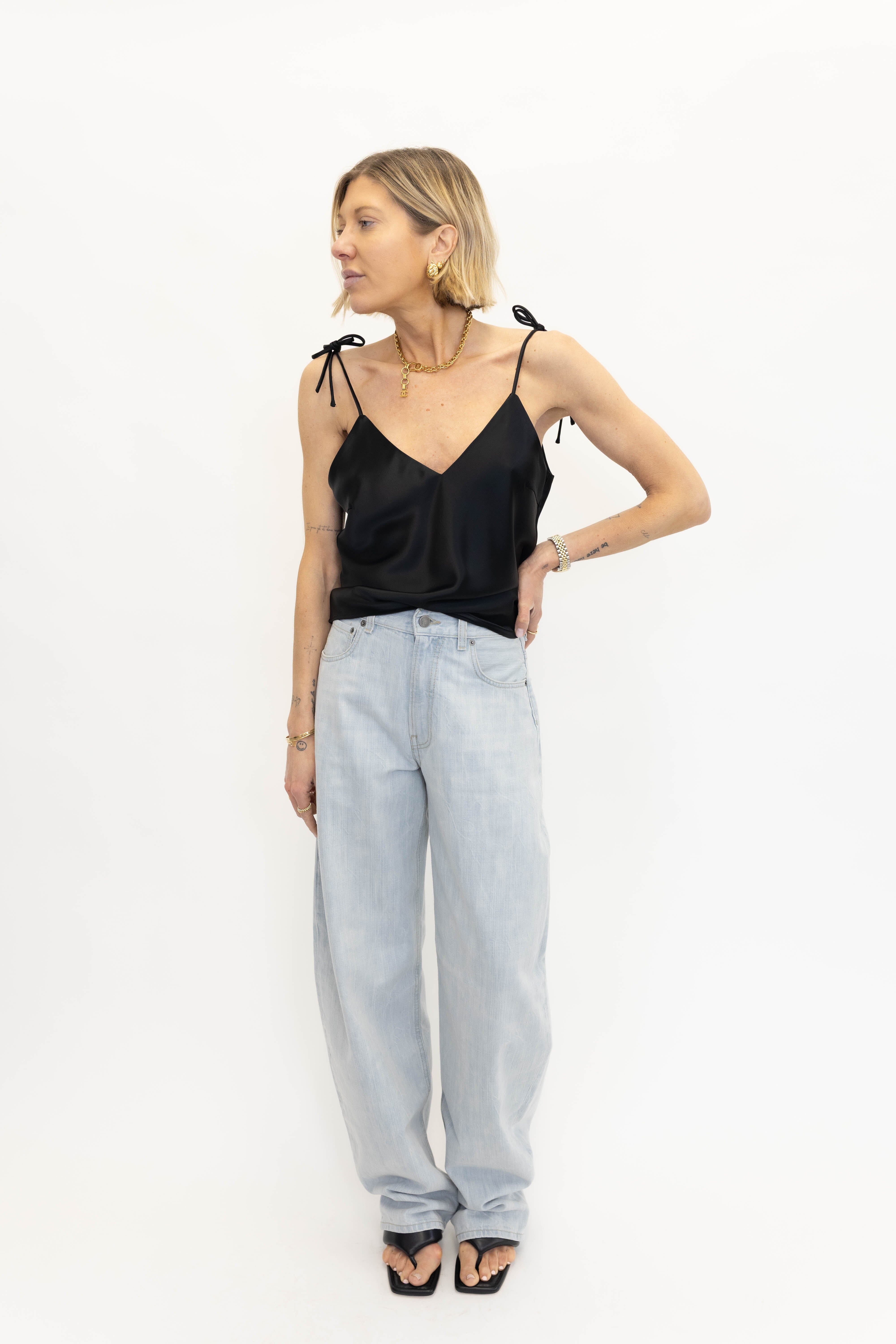 PASCA SATIN TOP IN BLACK TOP BY MALENE BIRGER 
