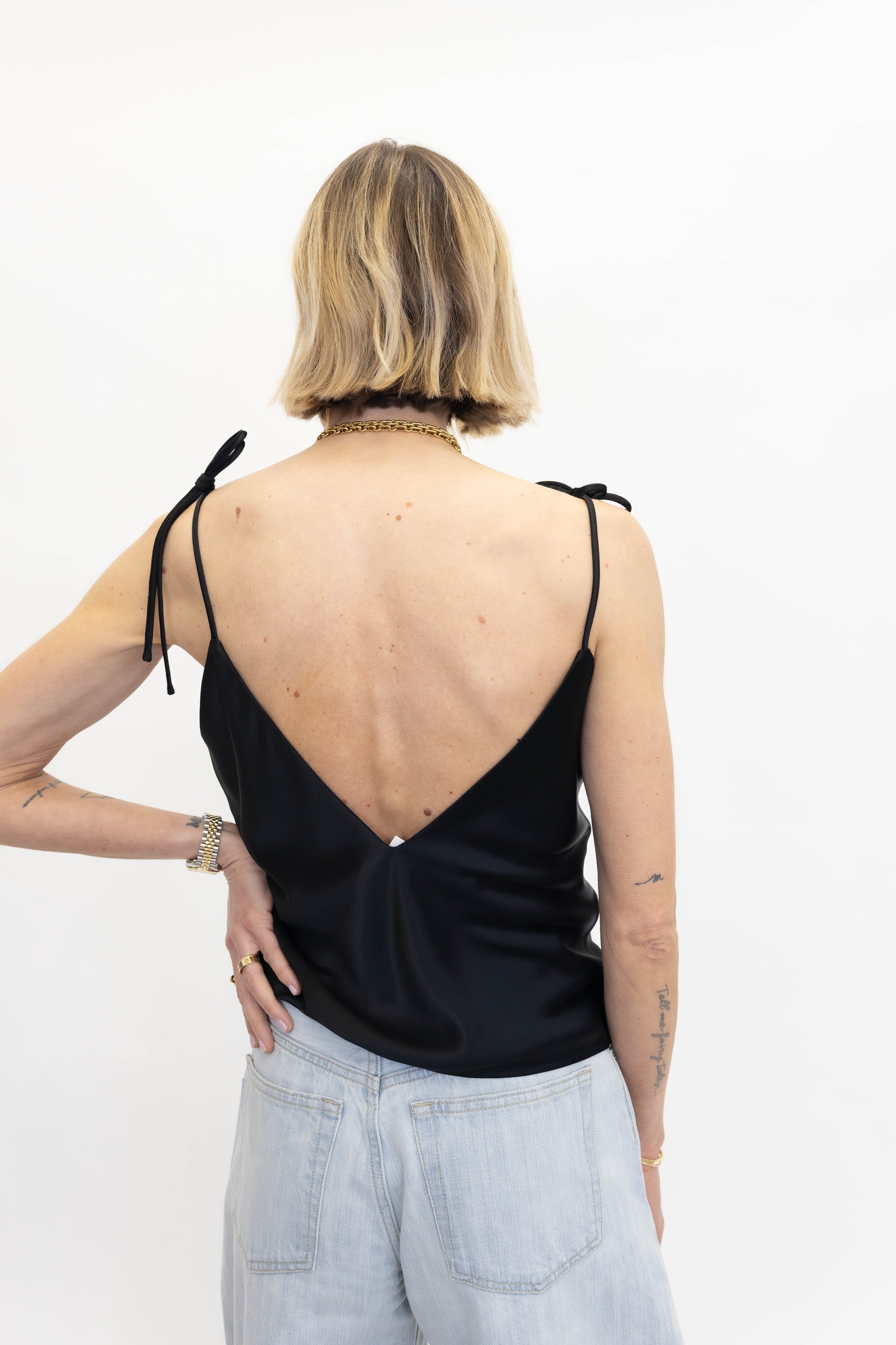 PASCA SATIN TOP IN BLACK TOP BY MALENE BIRGER 