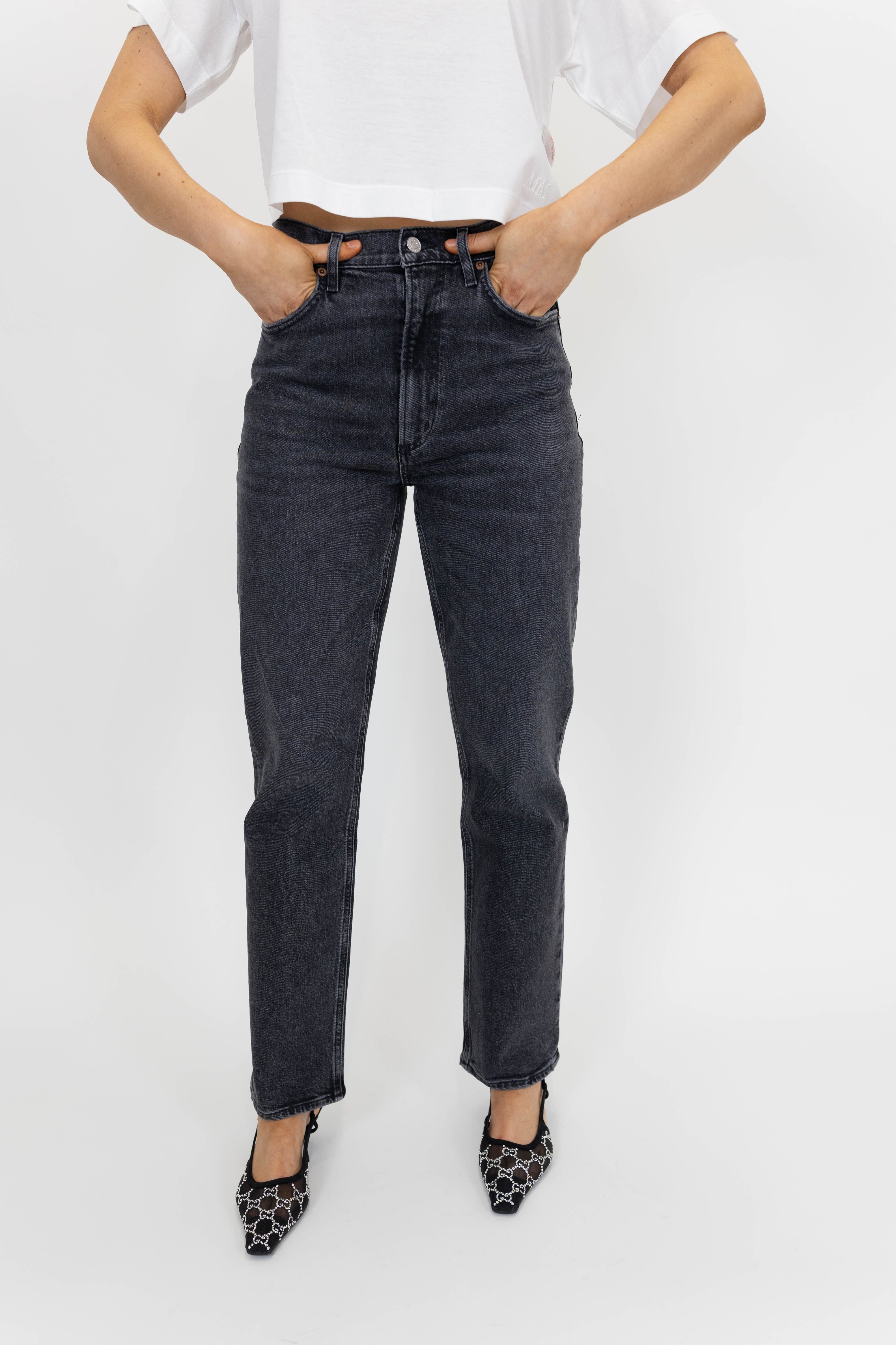 HIGH RISE STOVE PIPE IN METAL JEANS AGOLDE 