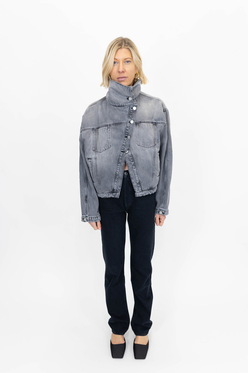 90'S PINCH WAIST HIGH RISE STRAIGHT LONG IN CRUSHED JEANS AGOLDE 