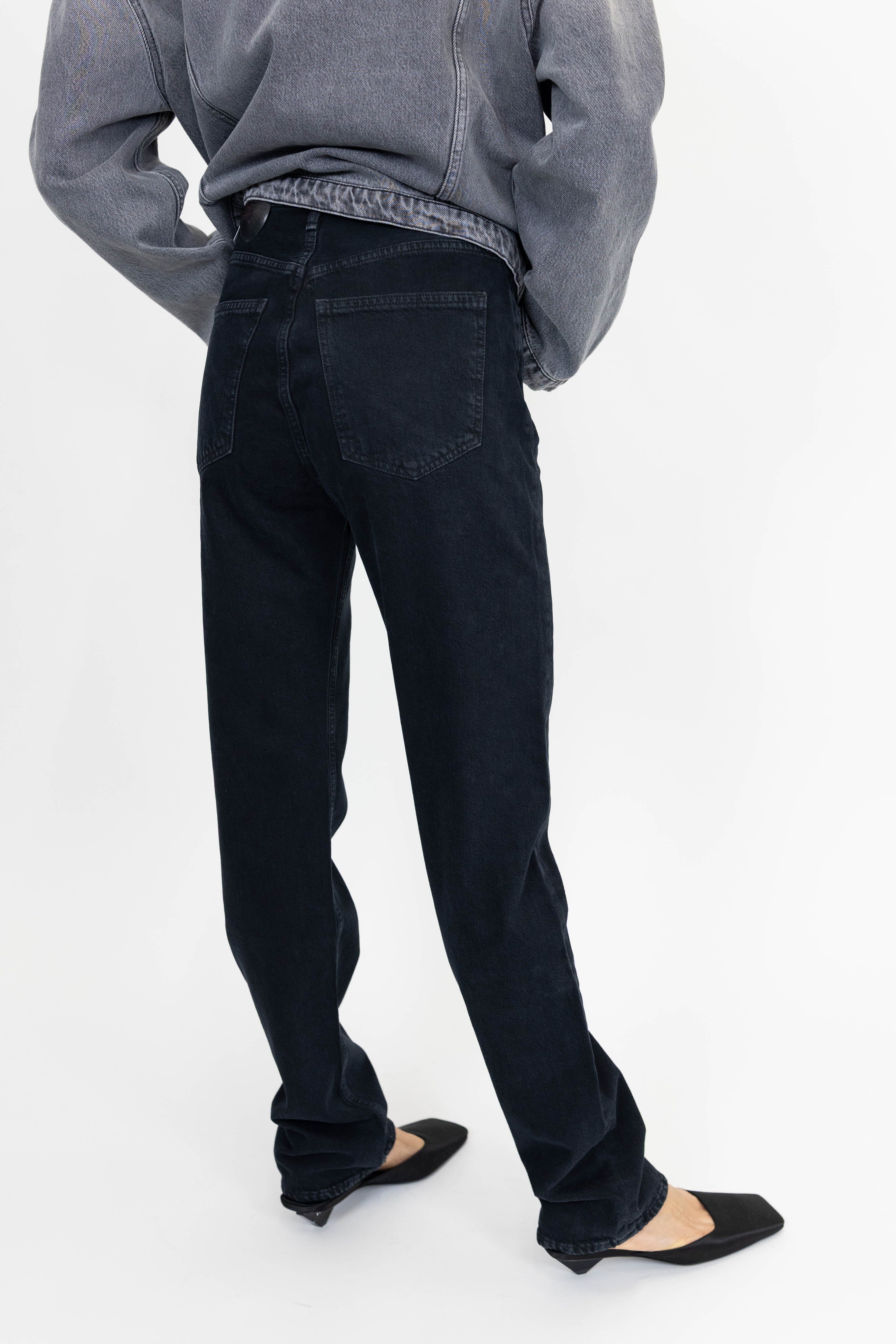 90'S PINCH WAIST HIGH RISE STRAIGHT LONG IN CRUSHED JEANS AGOLDE 
