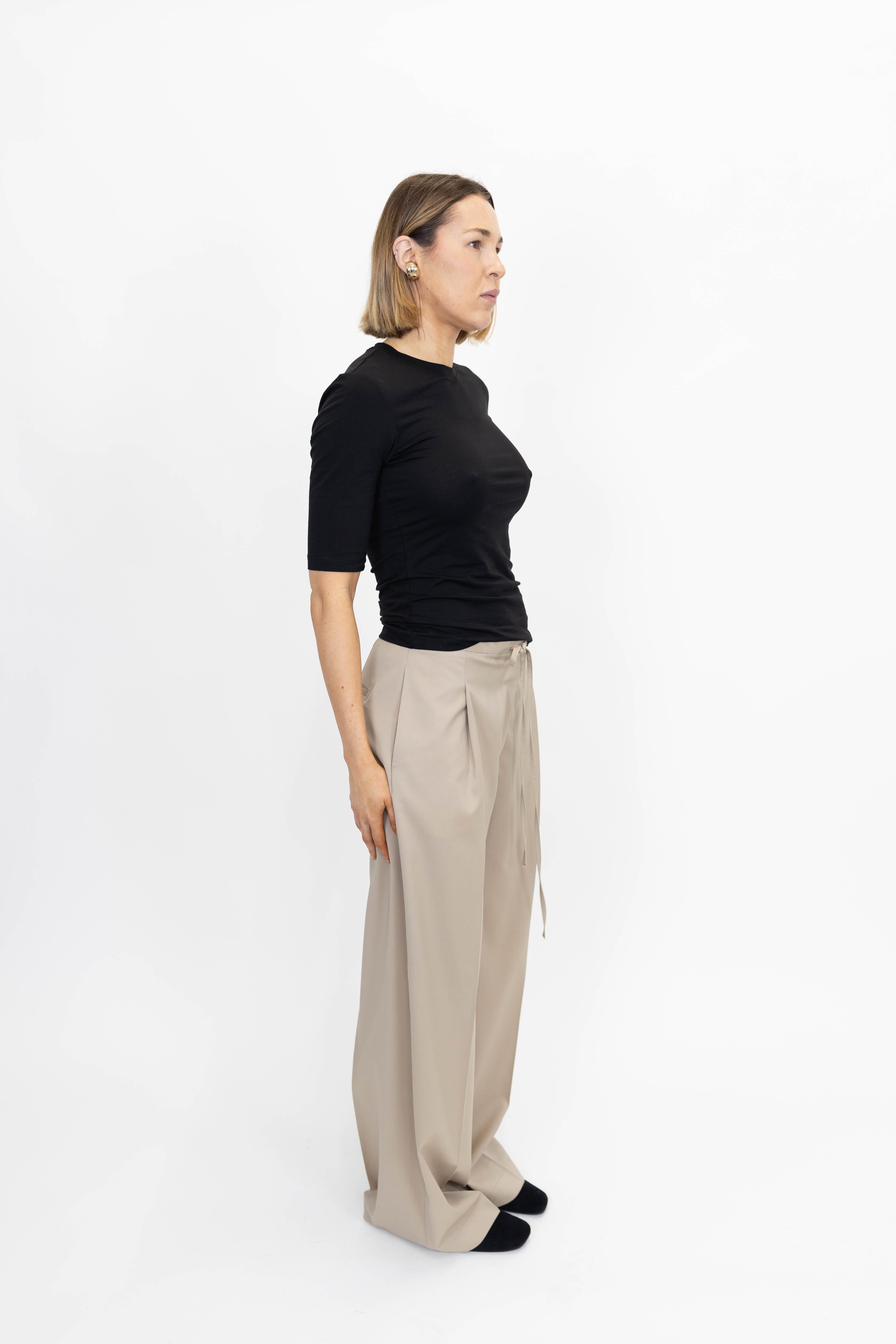 MIDA SS TOP IN BLACK TOP GESTUZ 