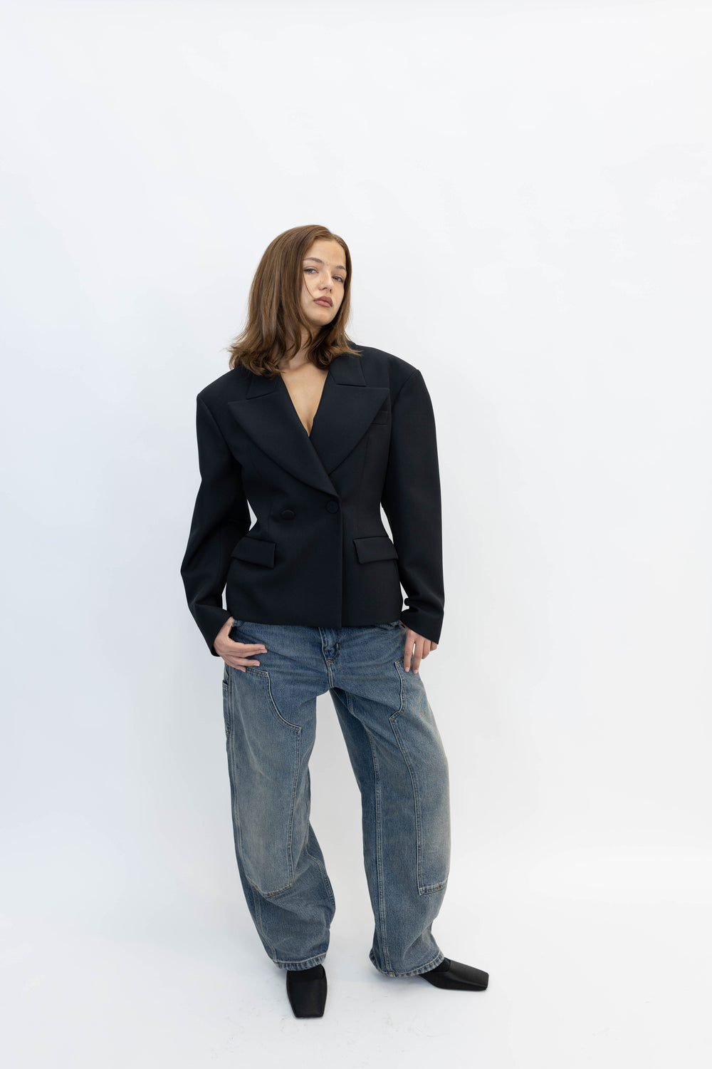 BRANDON DOUBLE KNEE PANT IN BLUE WORN USED WASH JEANS CARHARTT 