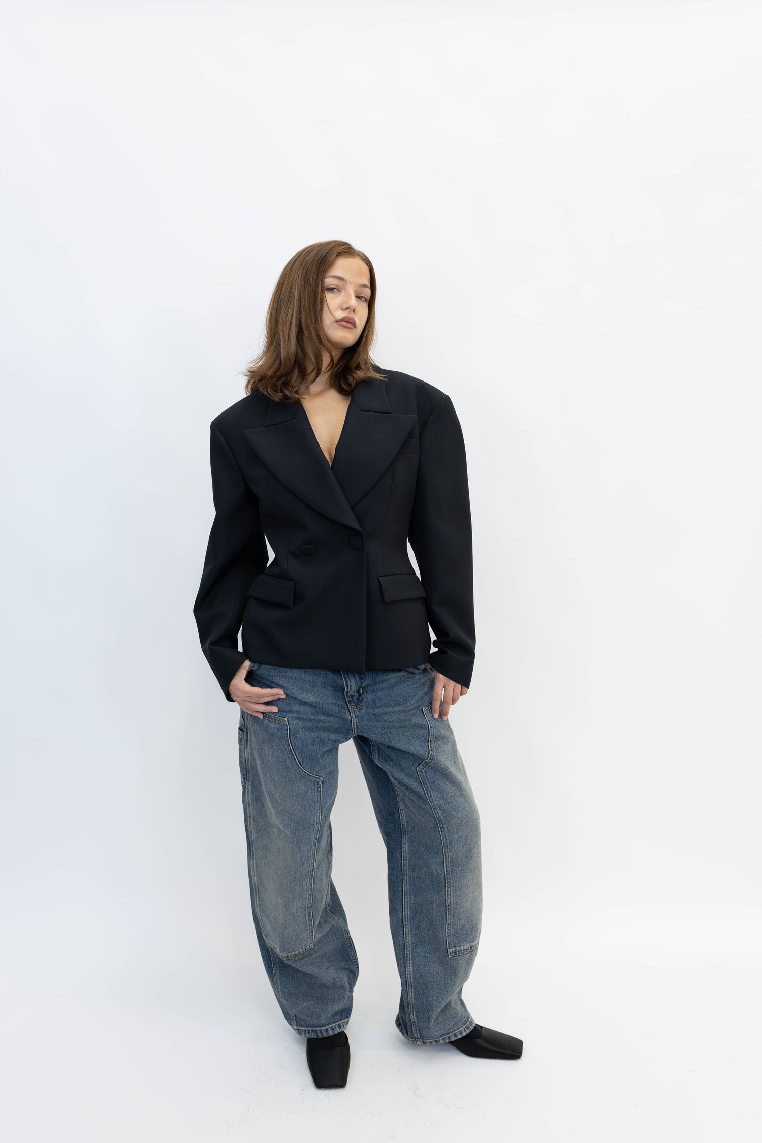 BRANDON DOUBLE KNEE PANT IN BLUE WORN USED WASH JEANS CARHARTT 