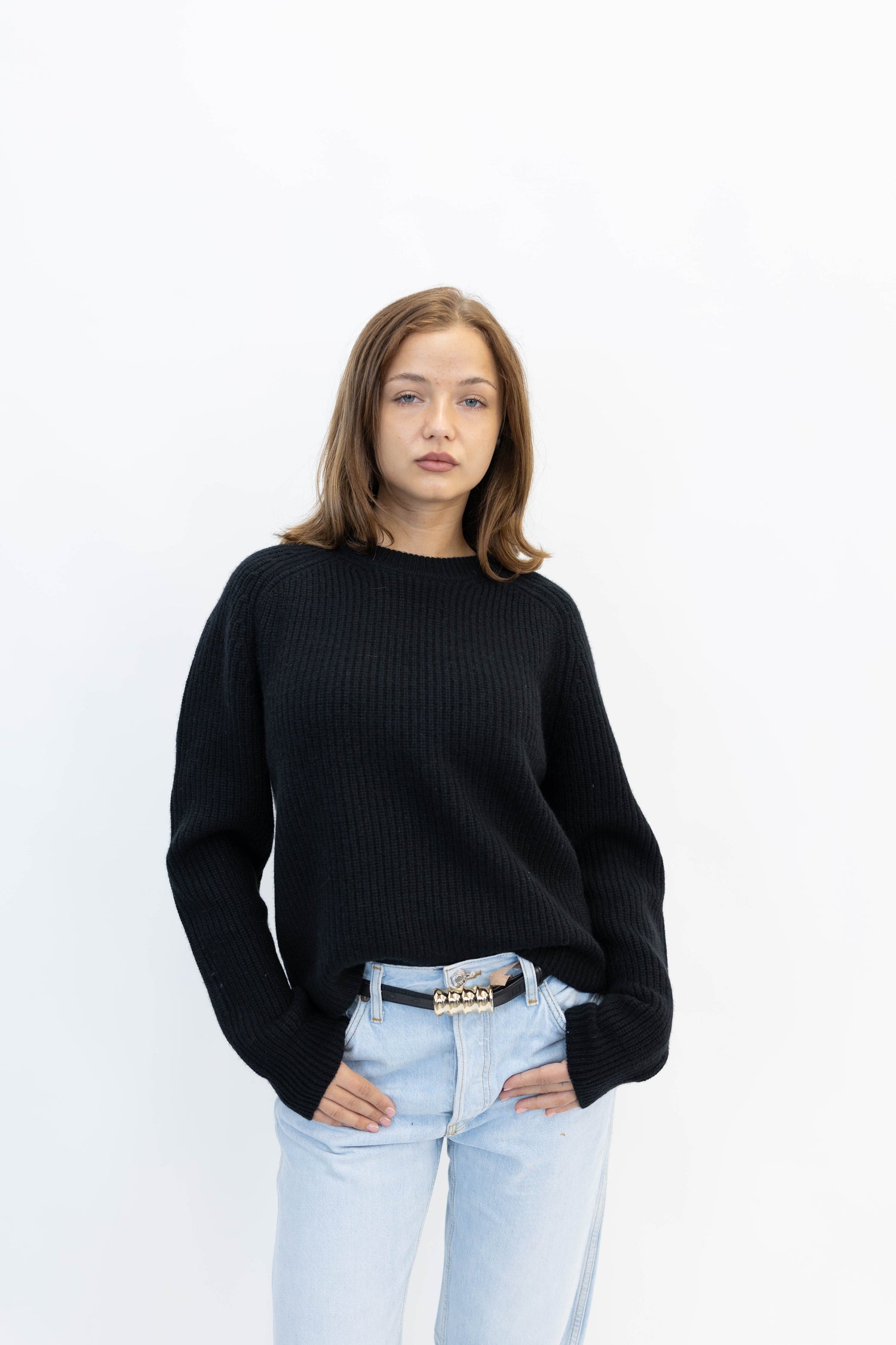 HARRIS CASHMERE BLEND BLOUSE IN BLACK KNIT HERSKIND 