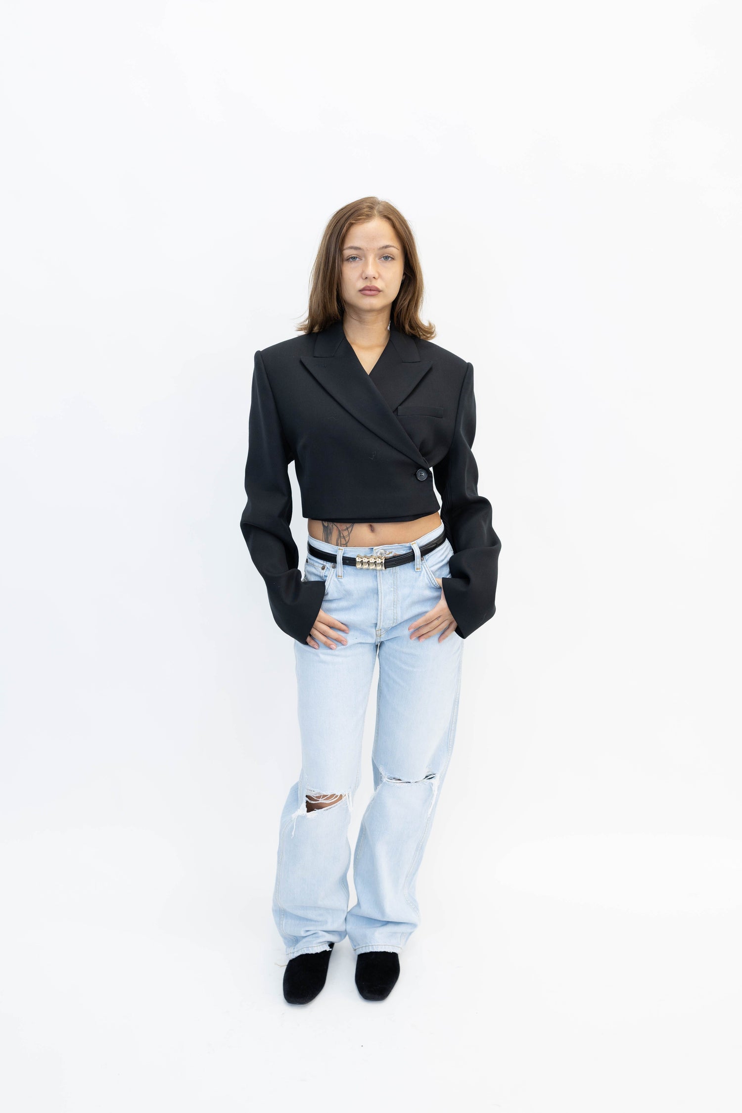 GAVINO CROP BLAZER IN BLACK BLAZER MAXMARA 