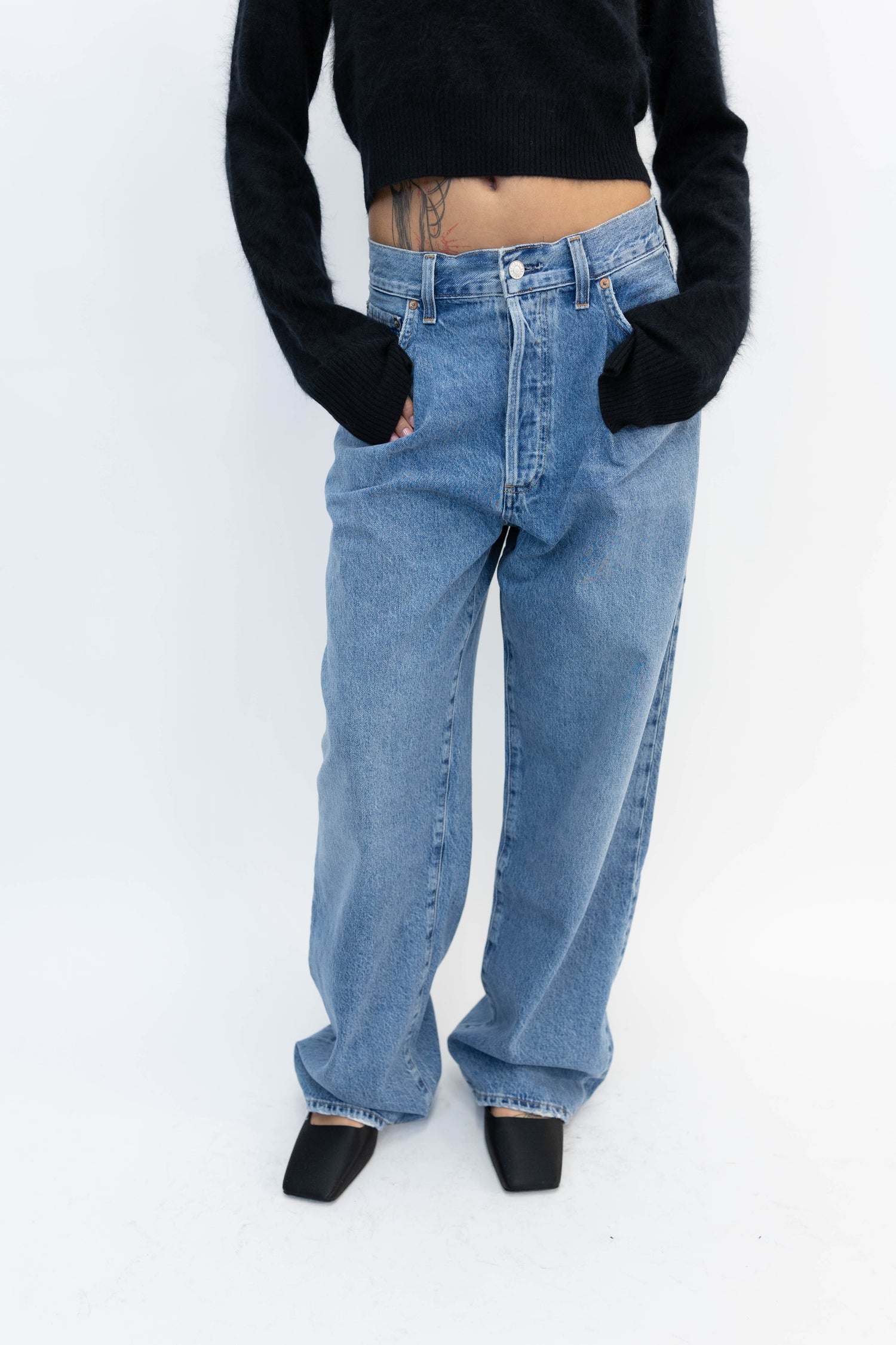 FRANKA PLEAT BAGGY IN MANTRA JEANS AGOLDE 