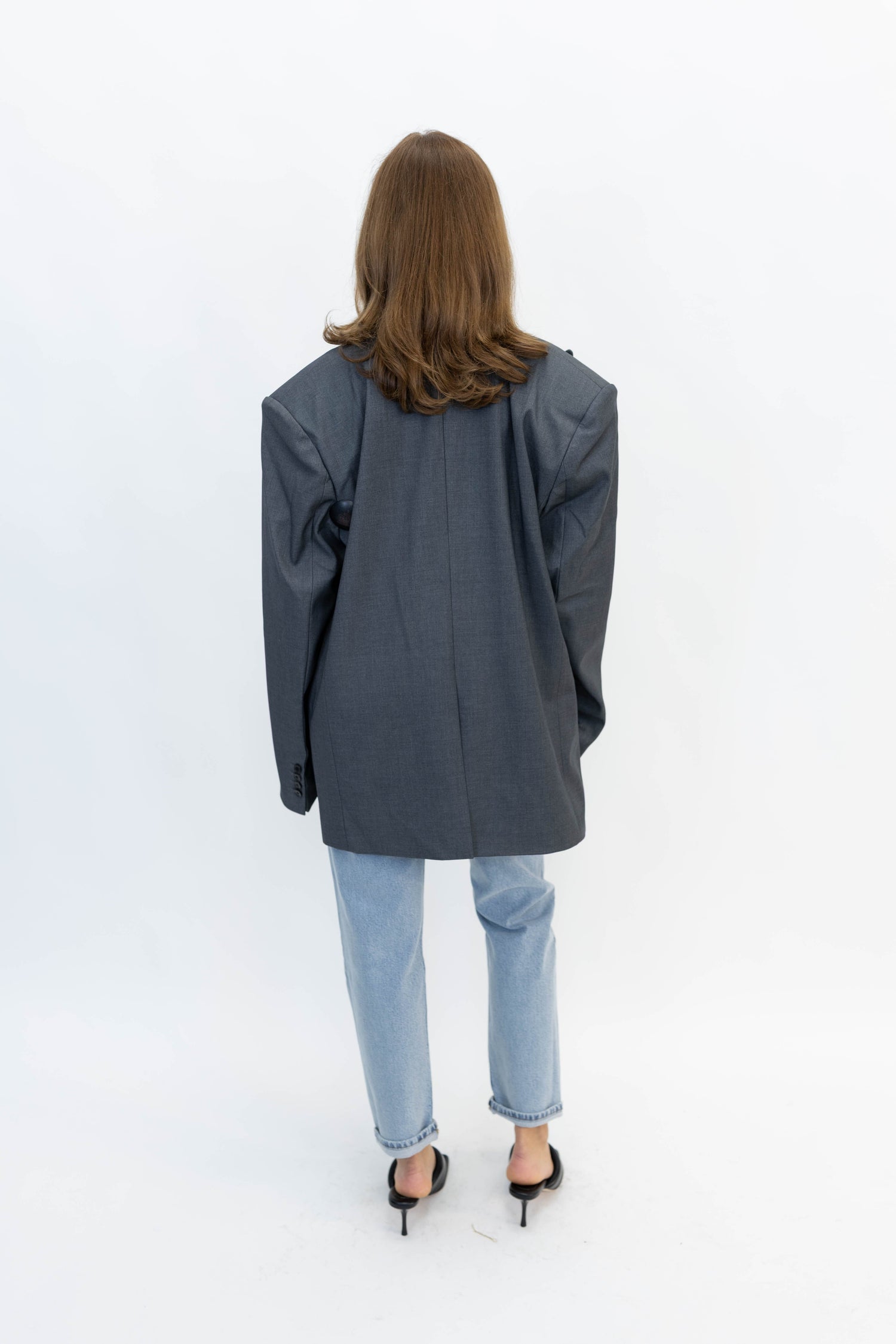 DOUBLE CHEST BLAZER IN GREY BLAZER LA PISCINE 