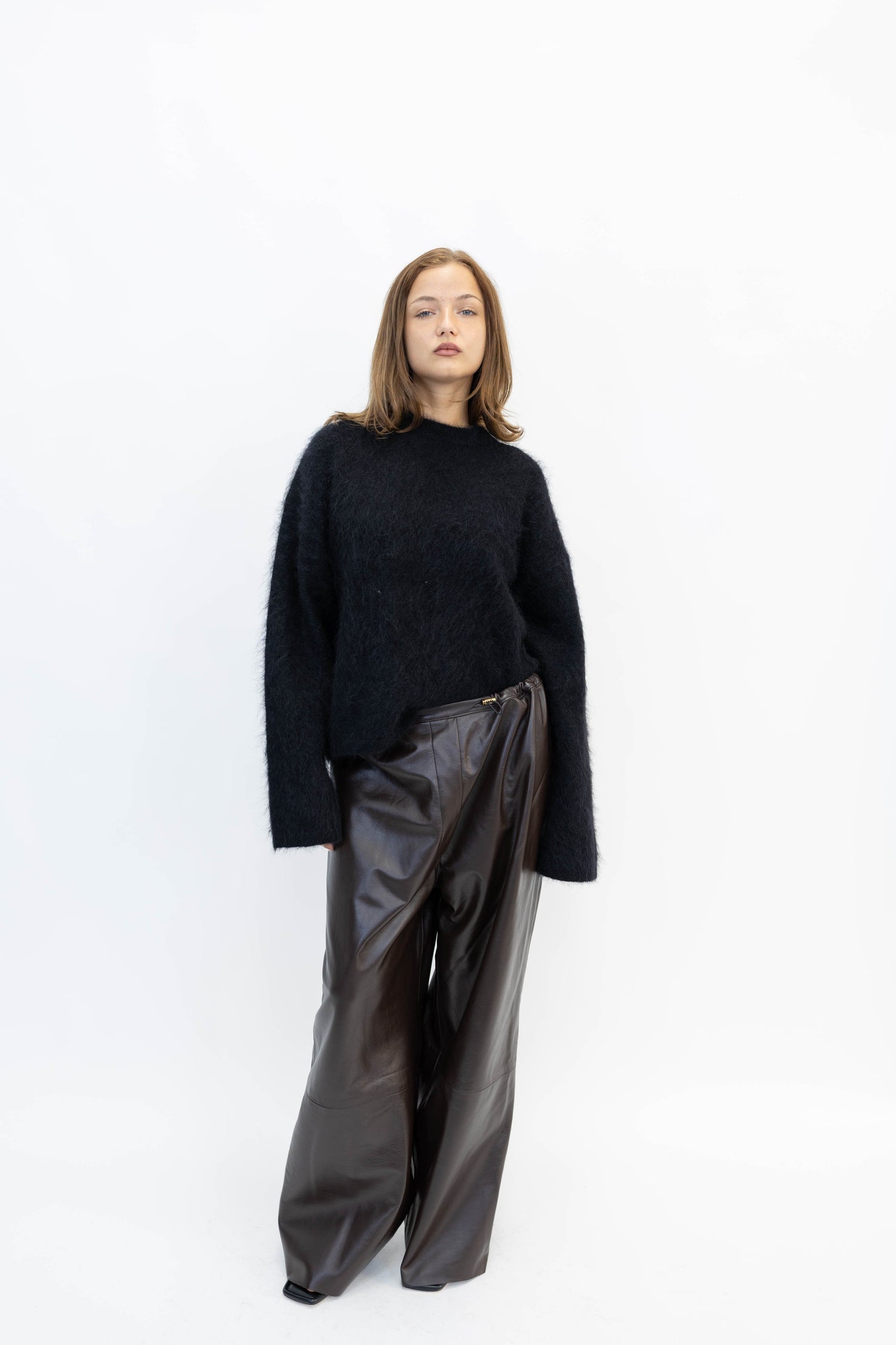 LEATHER PANTS IN BROWN PANT STUDIO CUT 