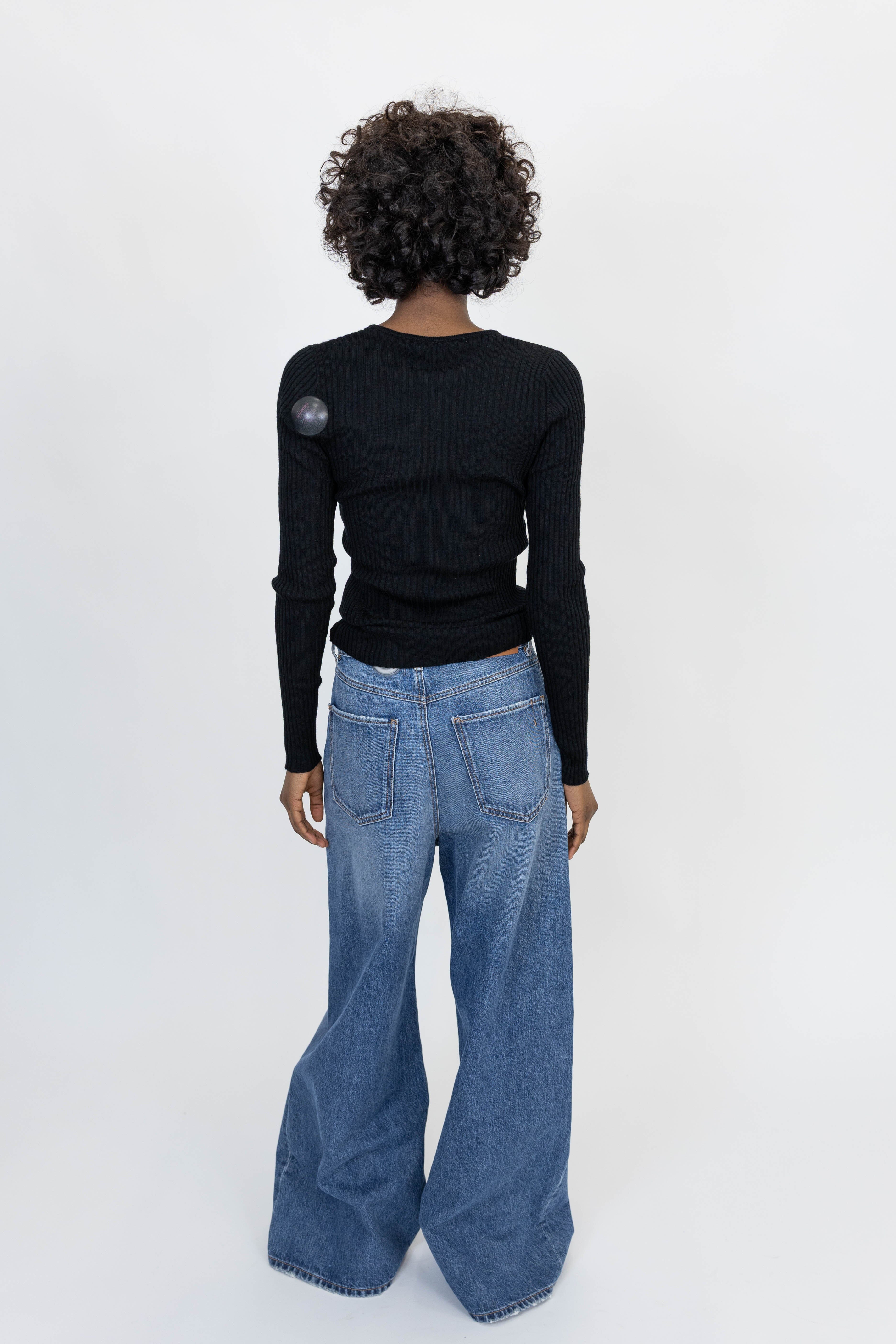 CAMB BLOUSE MERINO WOOL IN BLACK KNIT HERSKIND 
