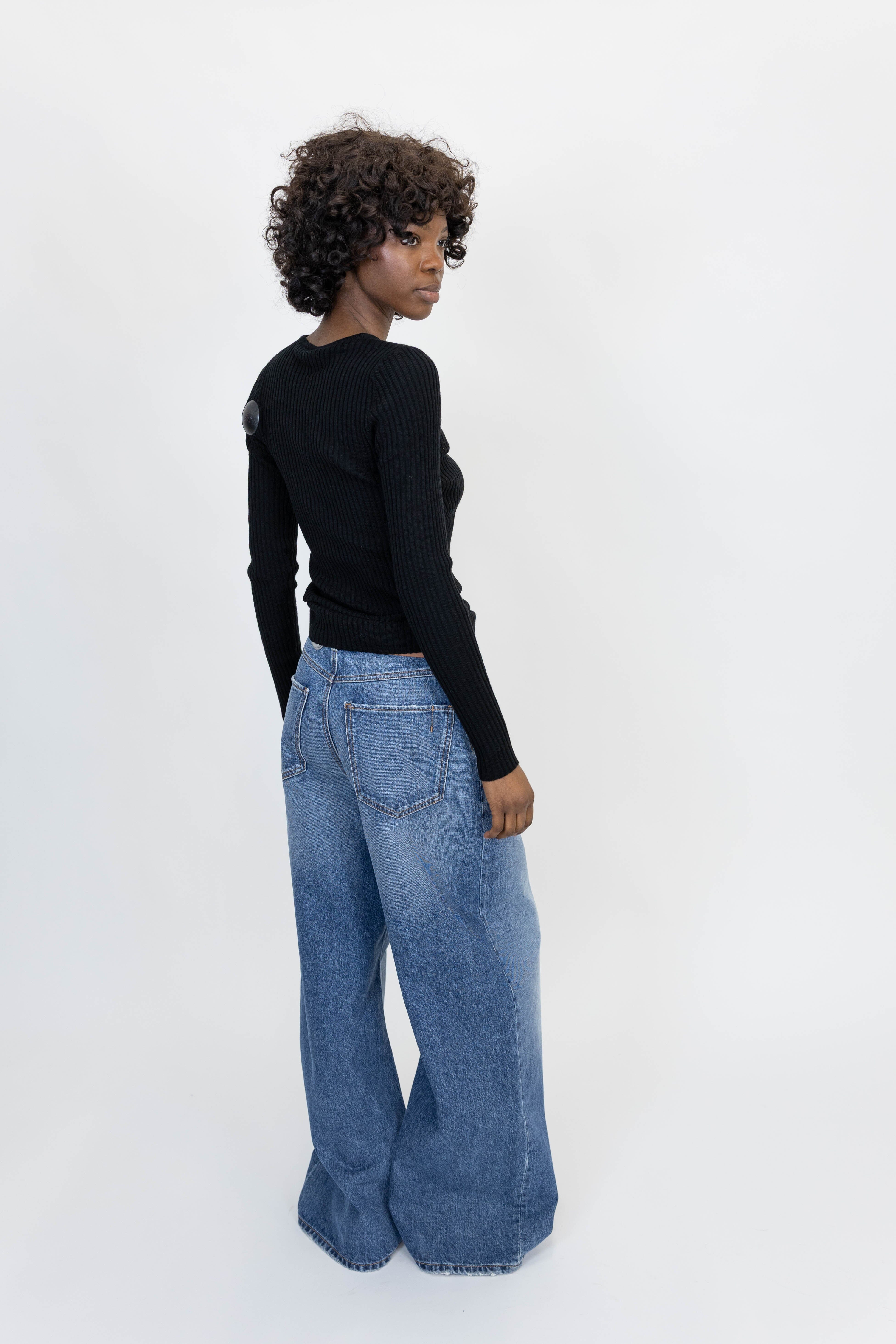 CAMB BLOUSE MERINO WOOL IN BLACK KNIT HERSKIND 