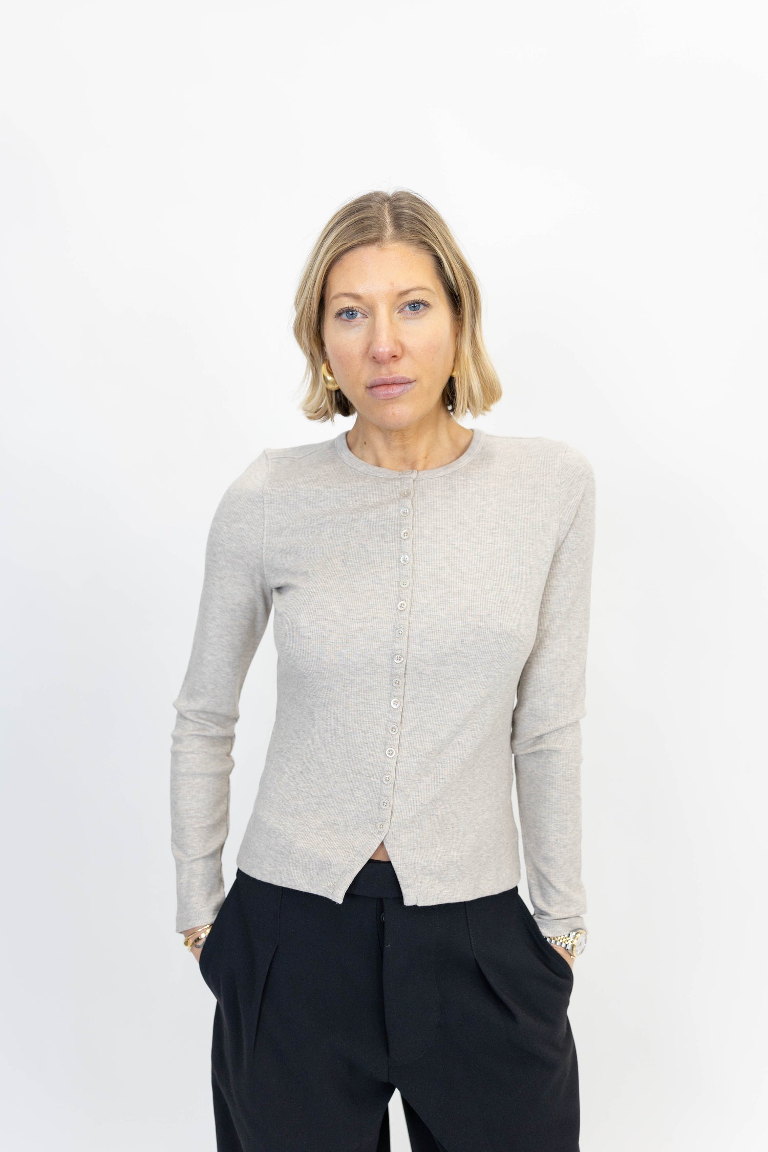THE RIB TOP WITH SPLIT IN GREY TOP FRAME 
