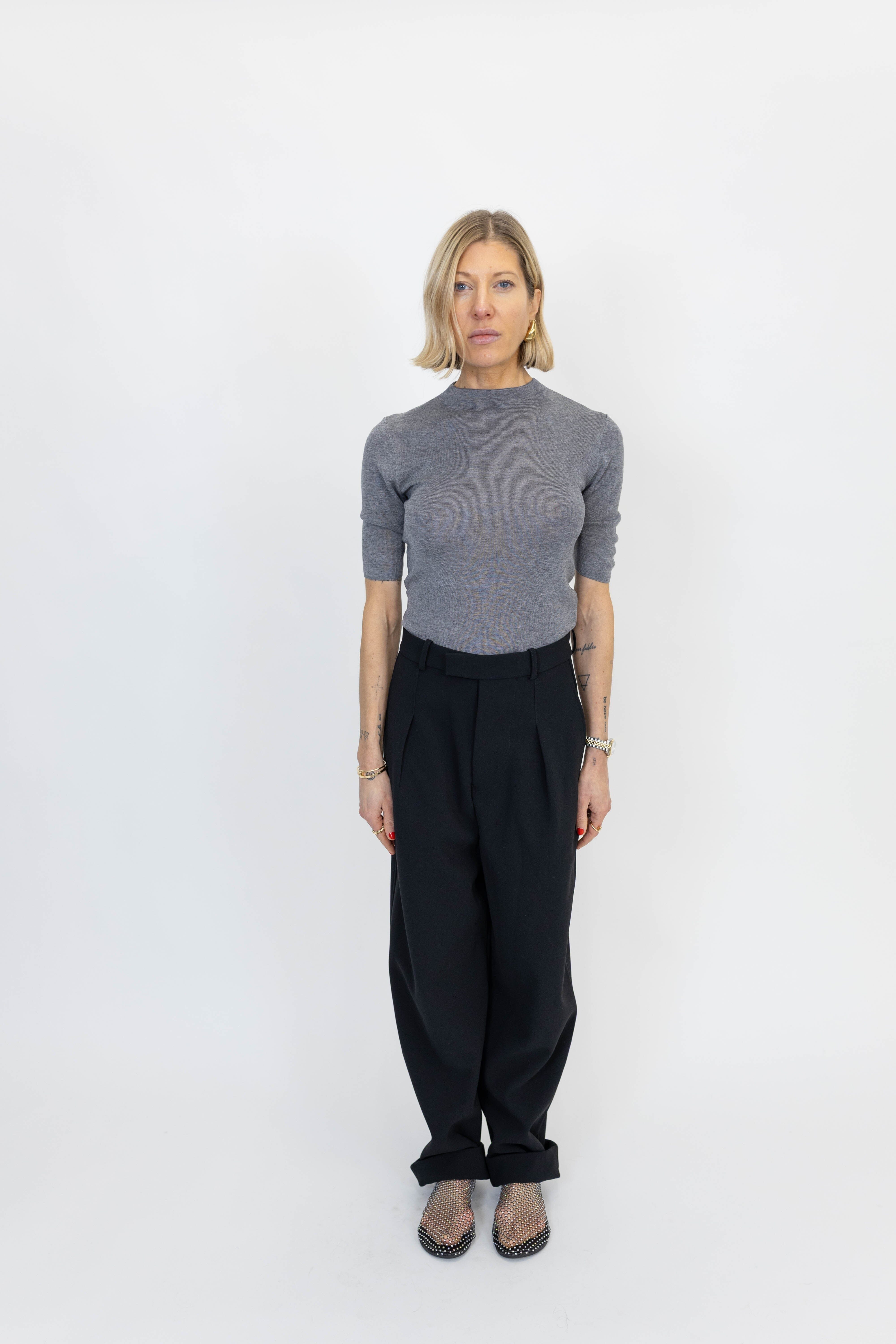 ASIA SS HIGH NECK IN MEDIUM GREY TOP GESTUZ 