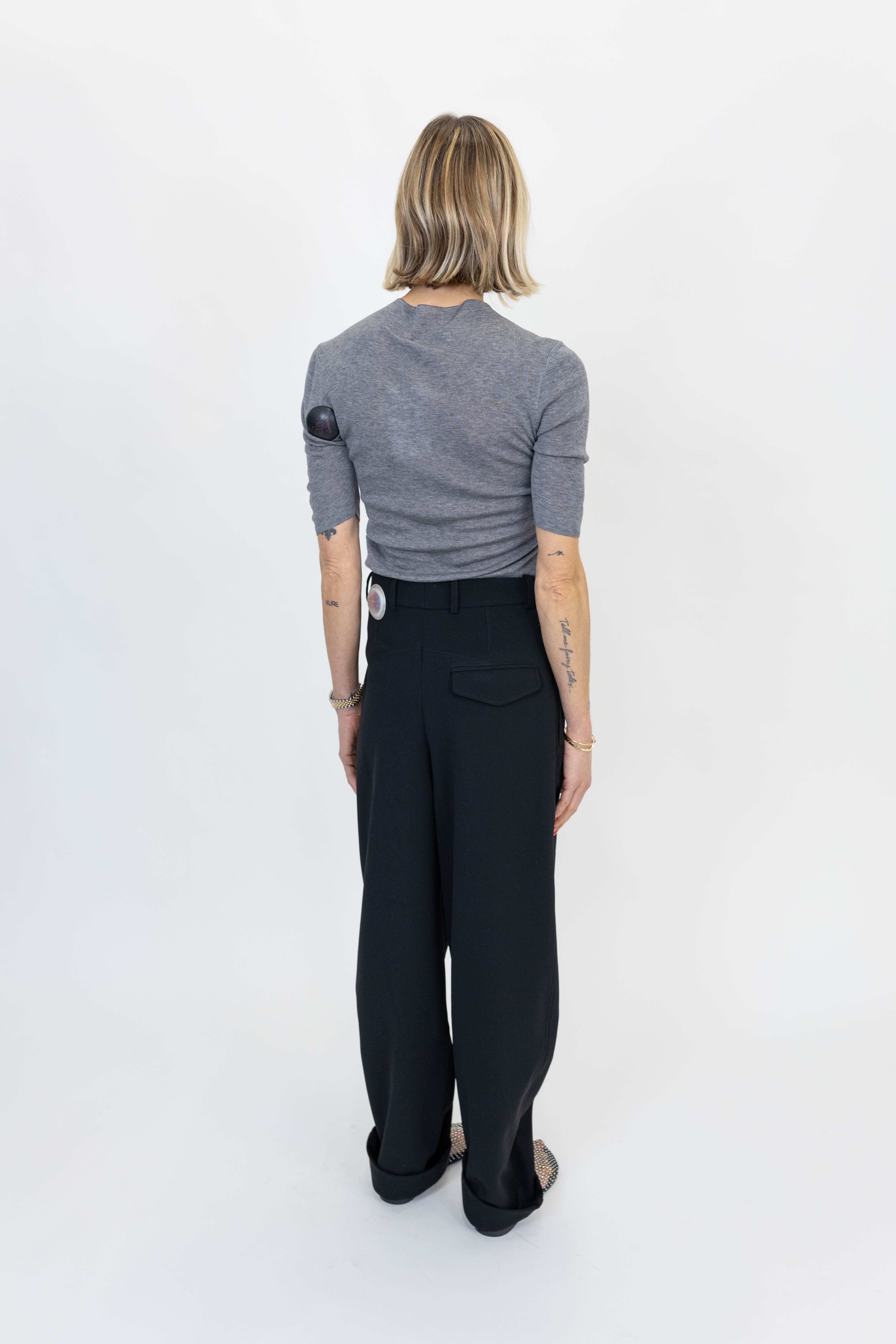 ASIA SS HIGH NECK IN MEDIUM GREY TOP GESTUZ 