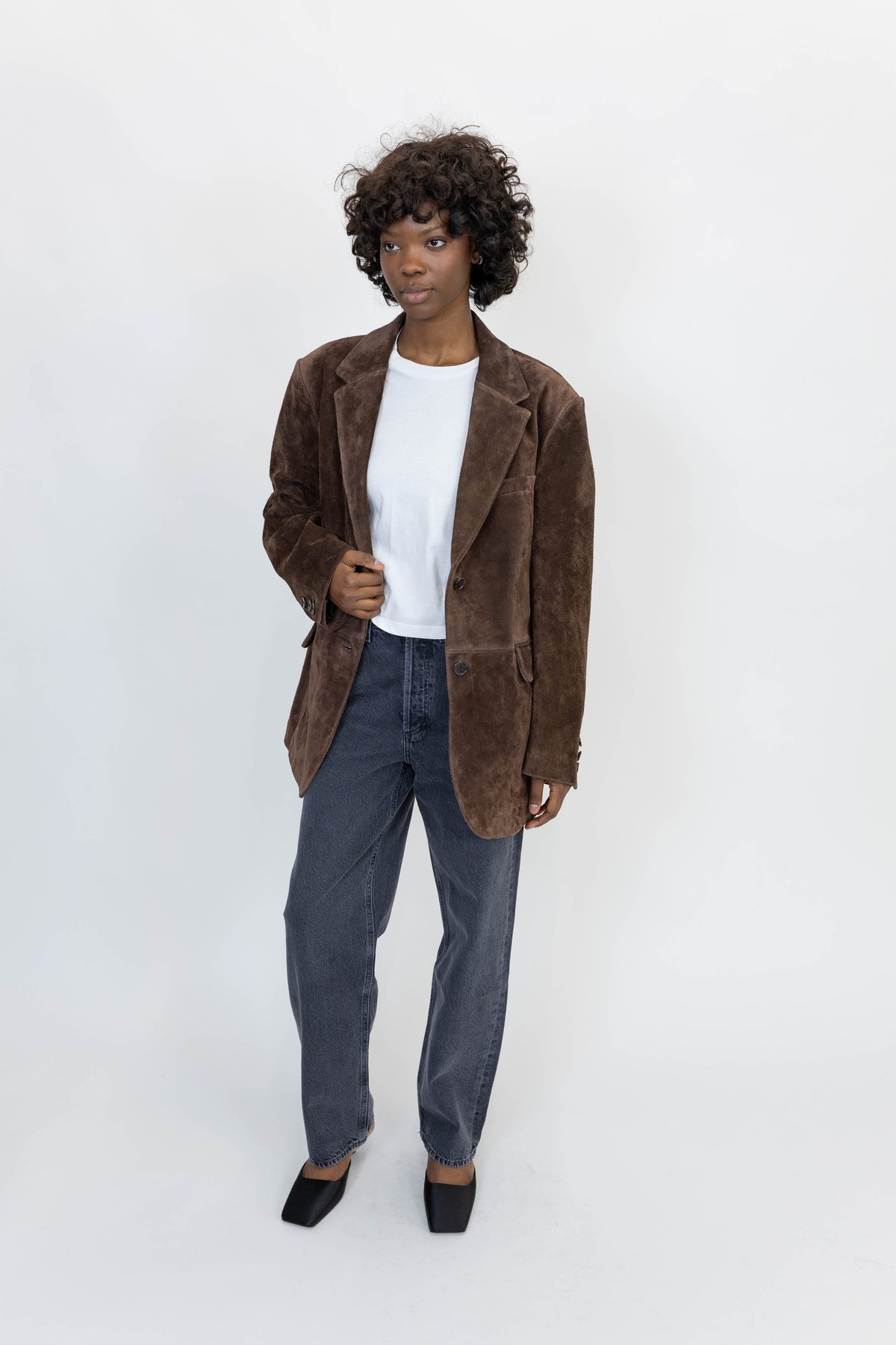 BENNY GRITTY SUEDE BLAZER IN DARK BROWN BLAZER ARMA 