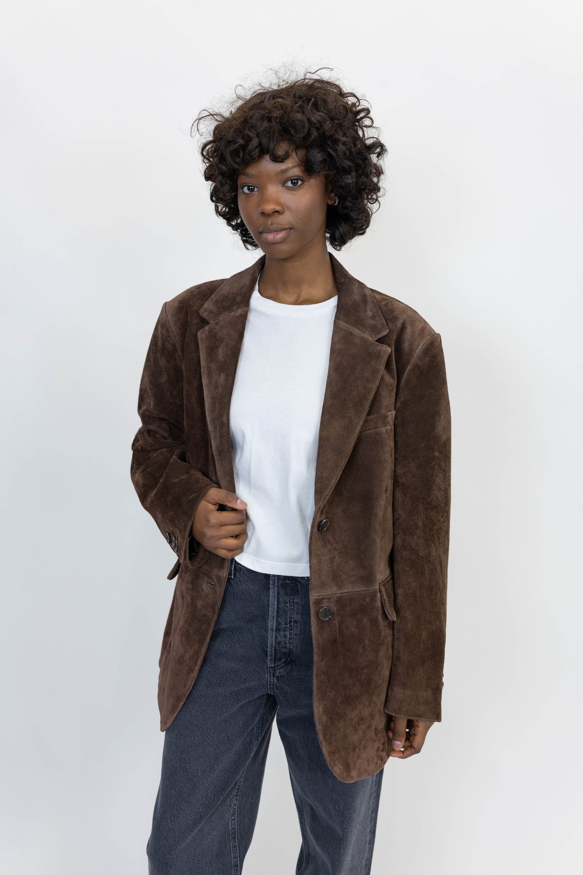 BENNY GRITTY SUEDE BLAZER IN DARK BROWN BLAZER ARMA 