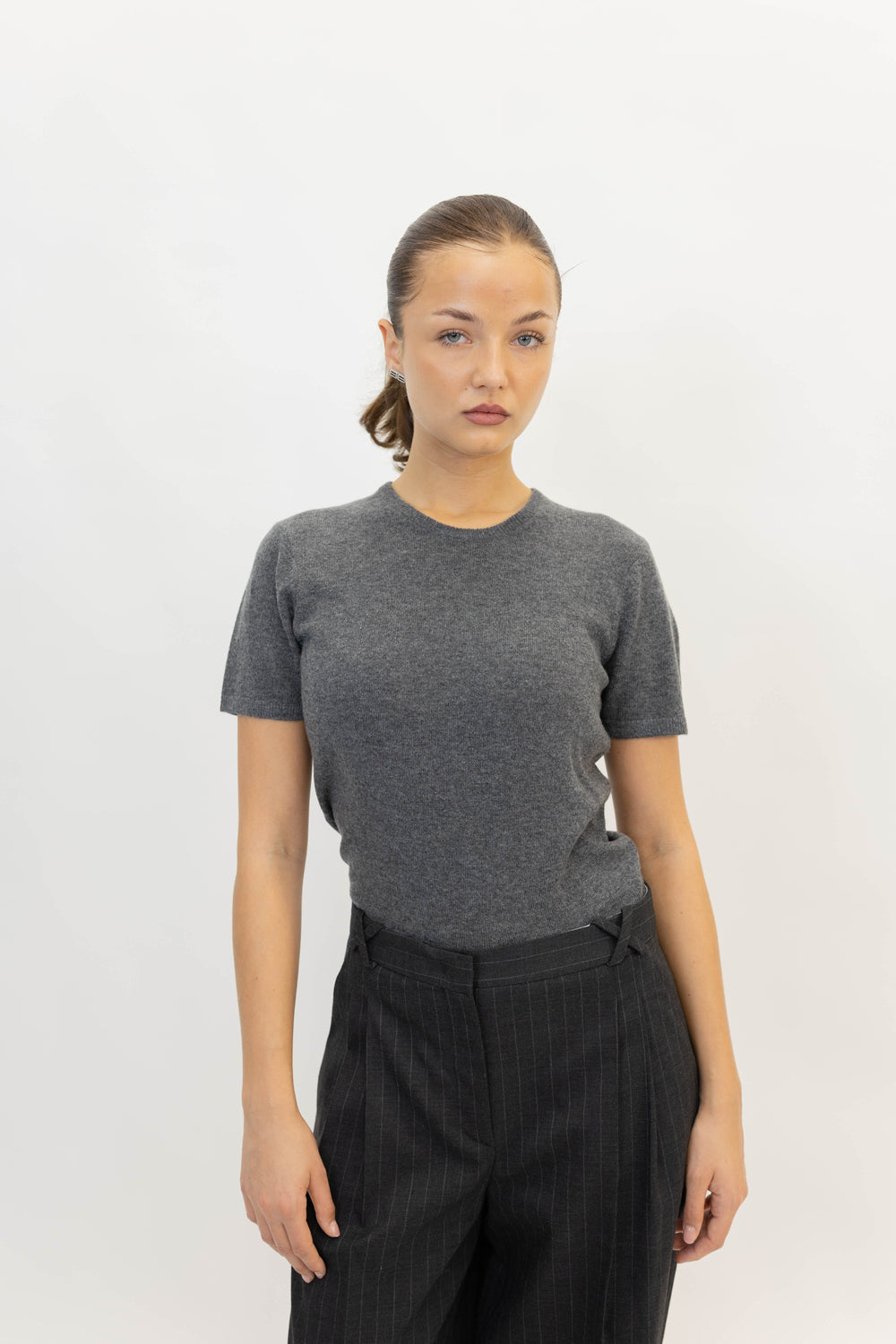 COMO KNIT TEE IN GREY MELANGE T-SHIRT THE GARMENT 