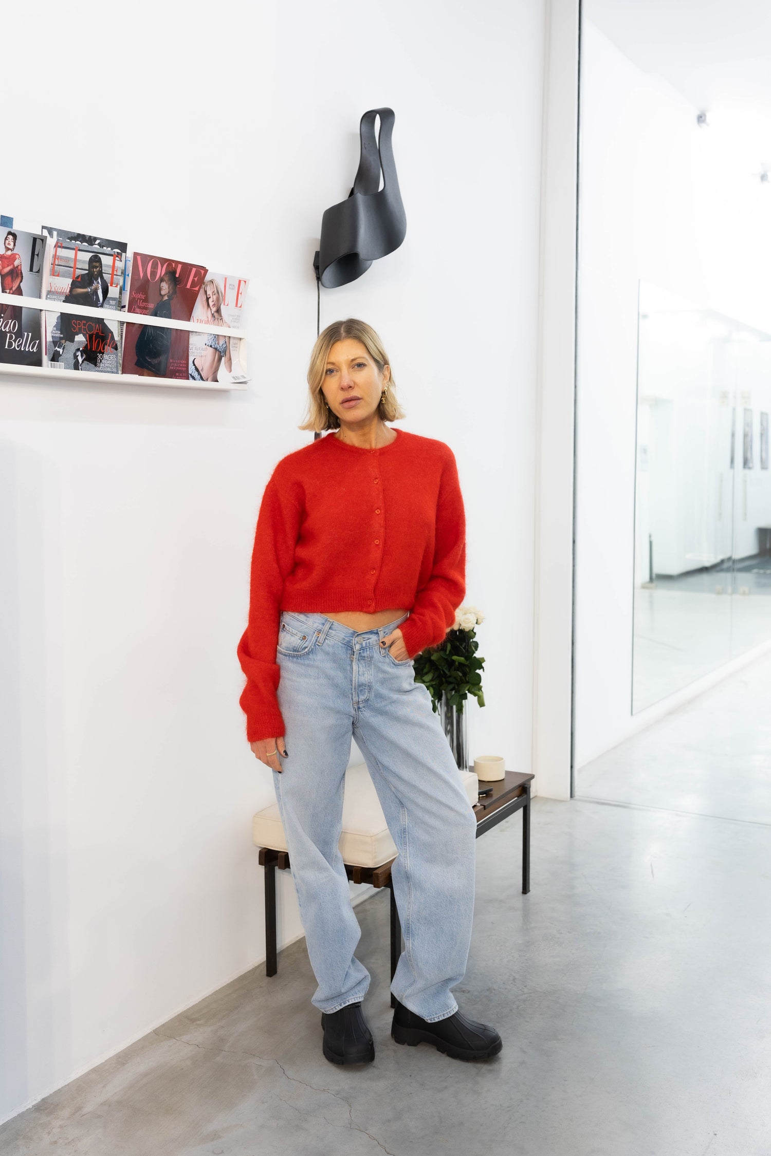 DEBBIE SHORT CARDIGAN IN POSTBOX MELANGE CARDIGAN GESTUZ 