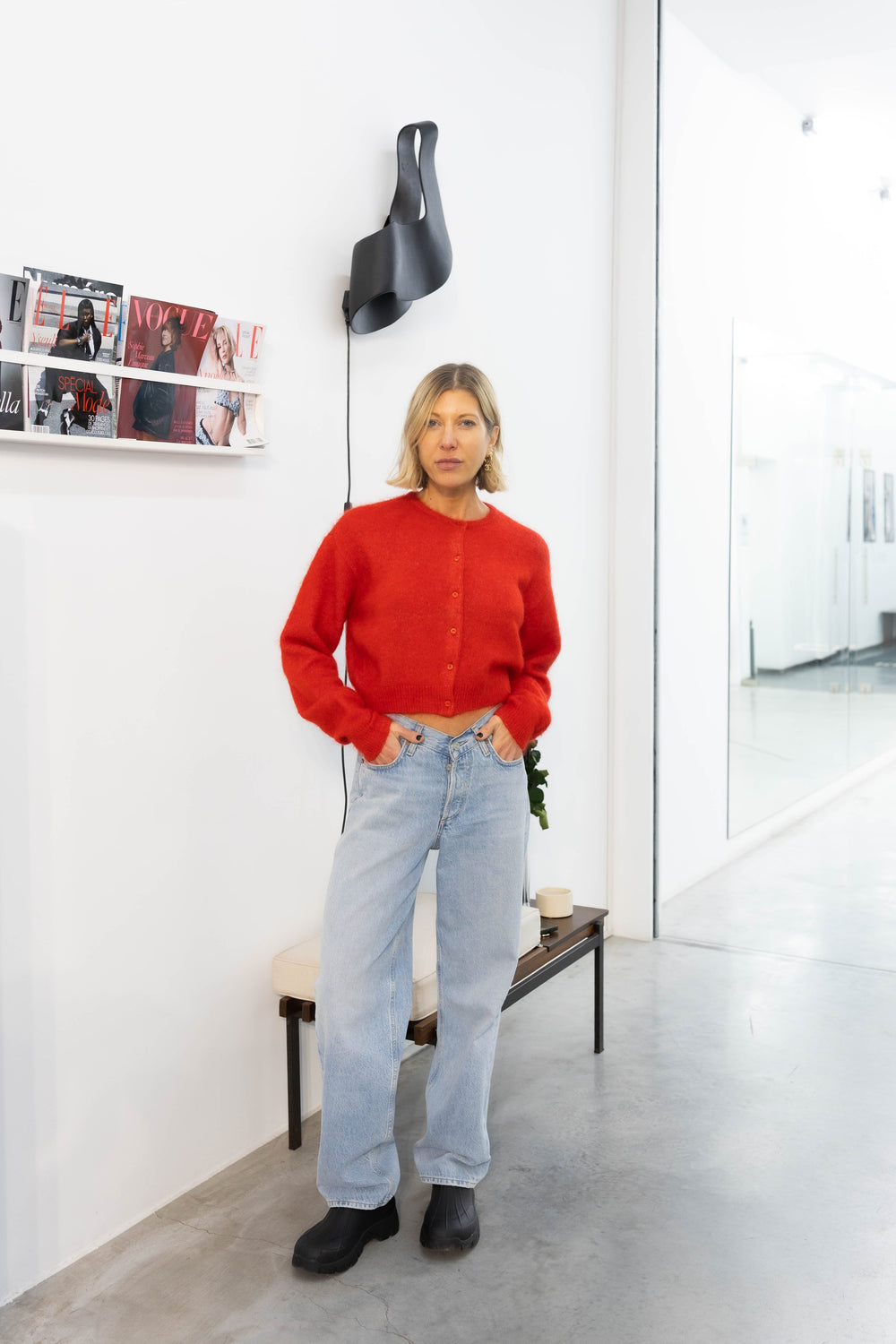 DEBBIE SHORT CARDIGAN IN POSTBOX MELANGE CARDIGAN GESTUZ 