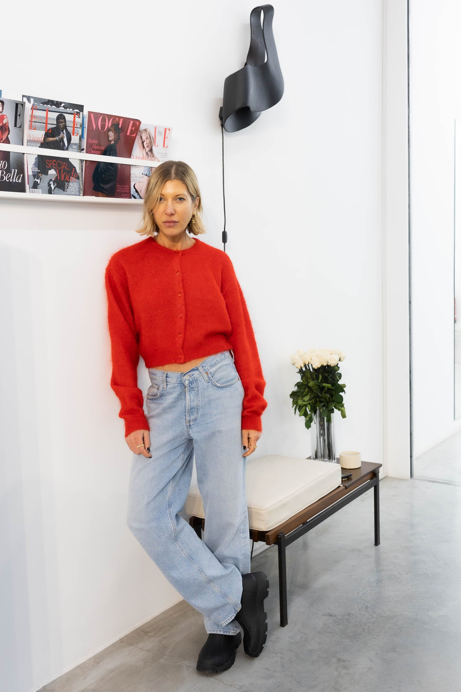 DEBBIE SHORT CARDIGAN IN POSTBOX MELANGE CARDIGAN GESTUZ 