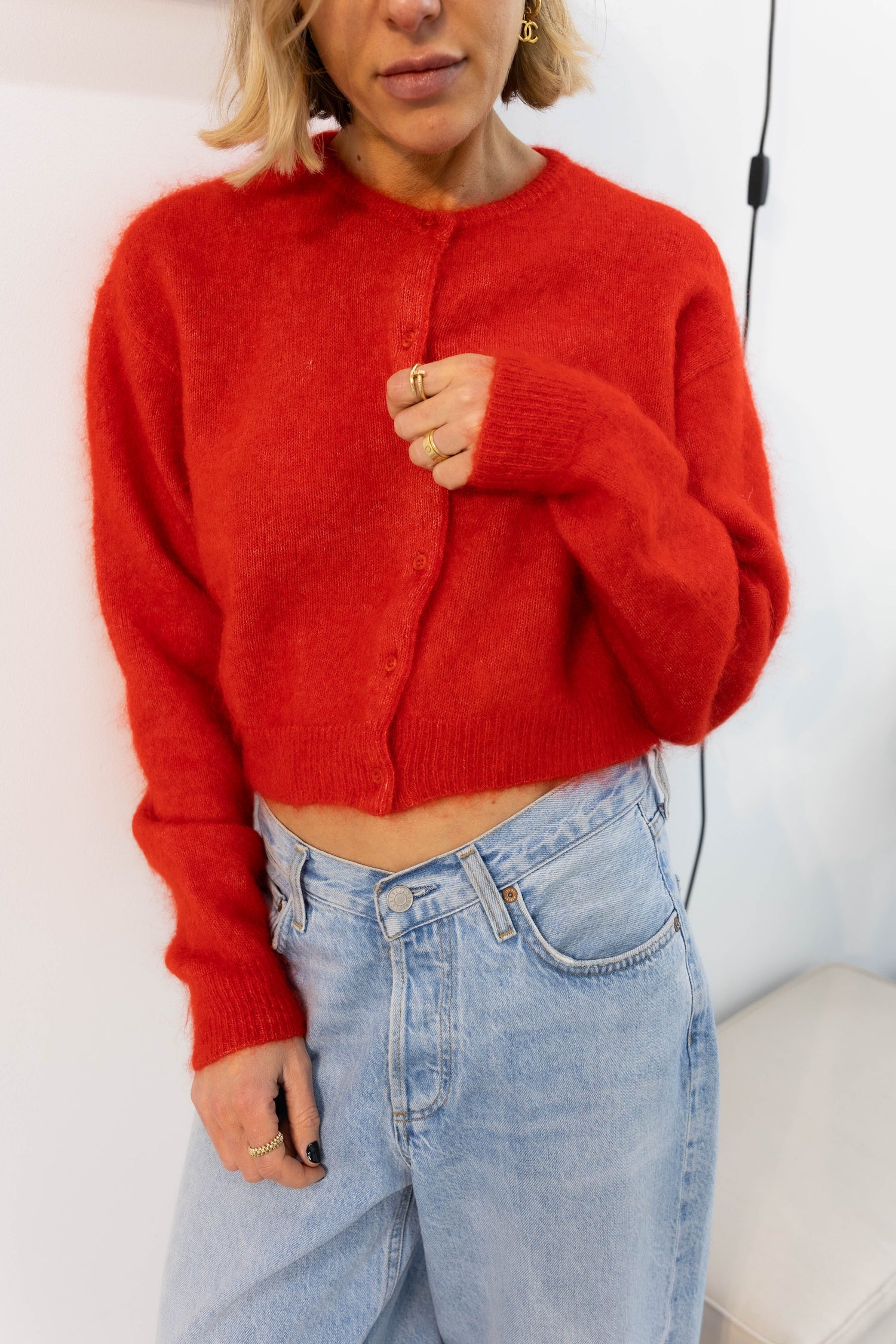 DEBBIE SHORT CARDIGAN IN POSTBOX MELANGE CARDIGAN GESTUZ 