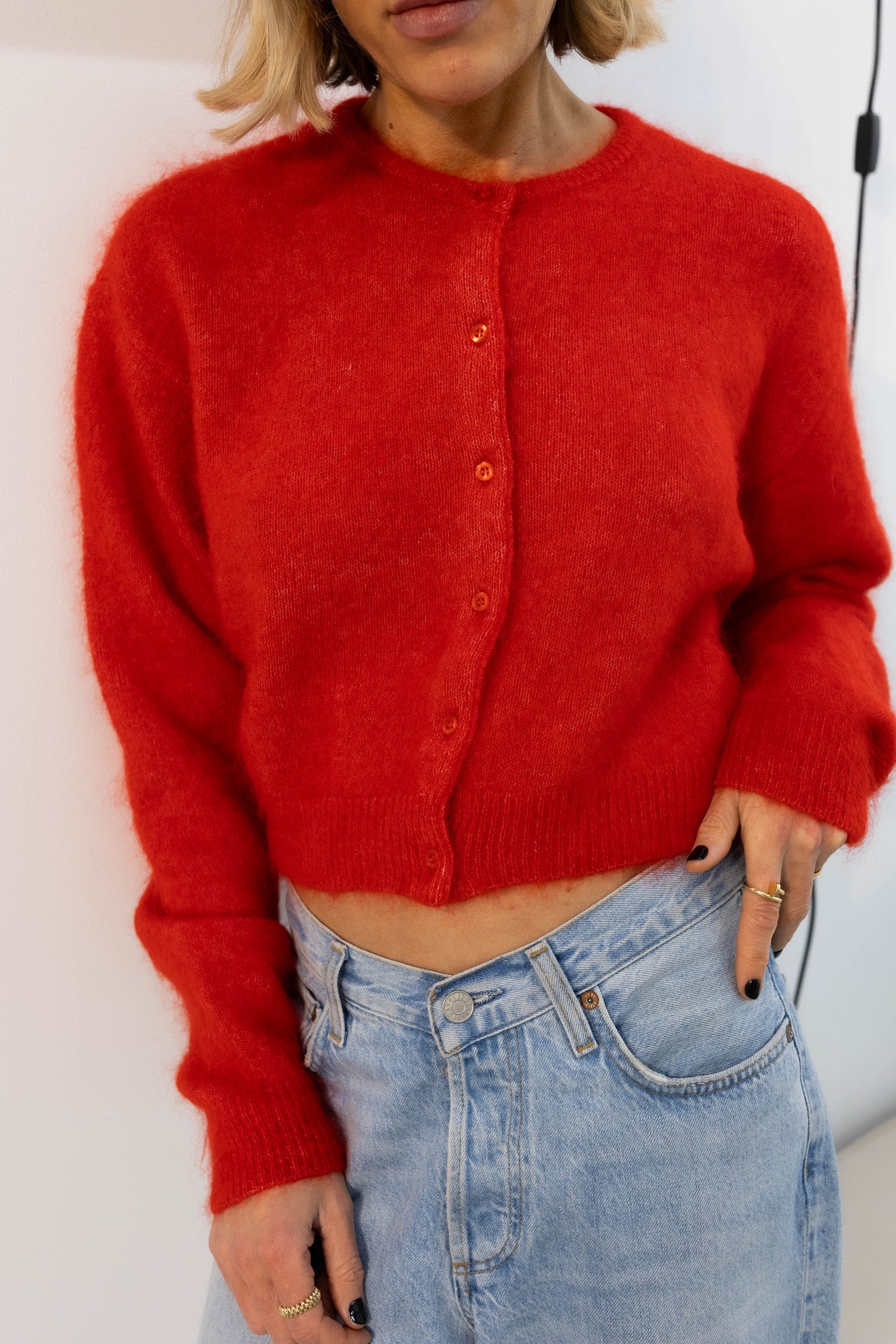 DEBBIE SHORT CARDIGAN IN POSTBOX MELANGE CARDIGAN GESTUZ 