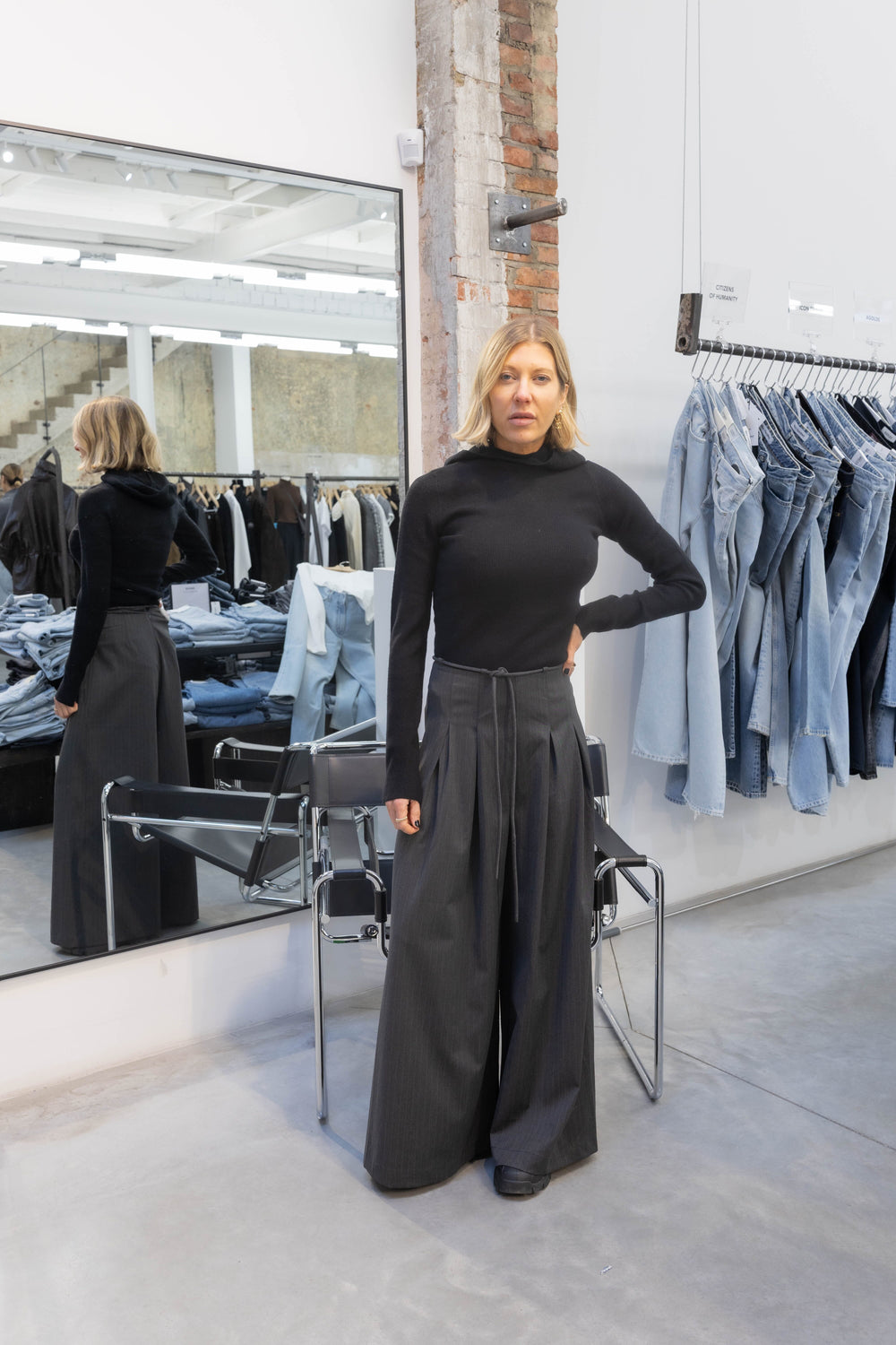 SKIRT PANTS PINSTRIPE IN GREY PANTS LA PISCINE 