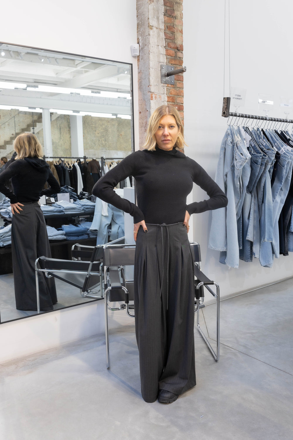 SKIRT PANTS PINSTRIPE IN GREY PANTS LA PISCINE 