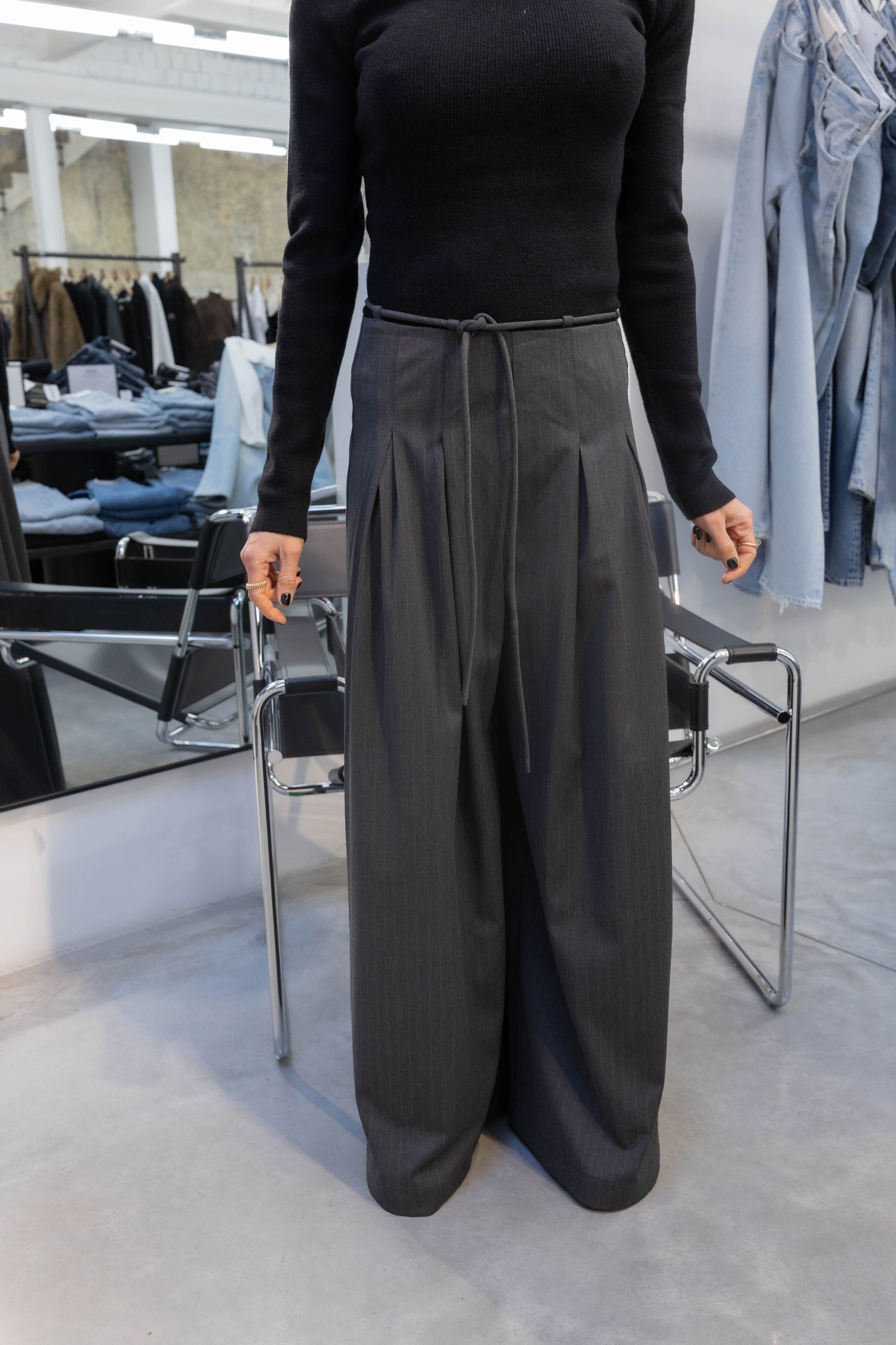 SKIRT PANTS PINSTRIPE IN GREY PANTS LA PISCINE 