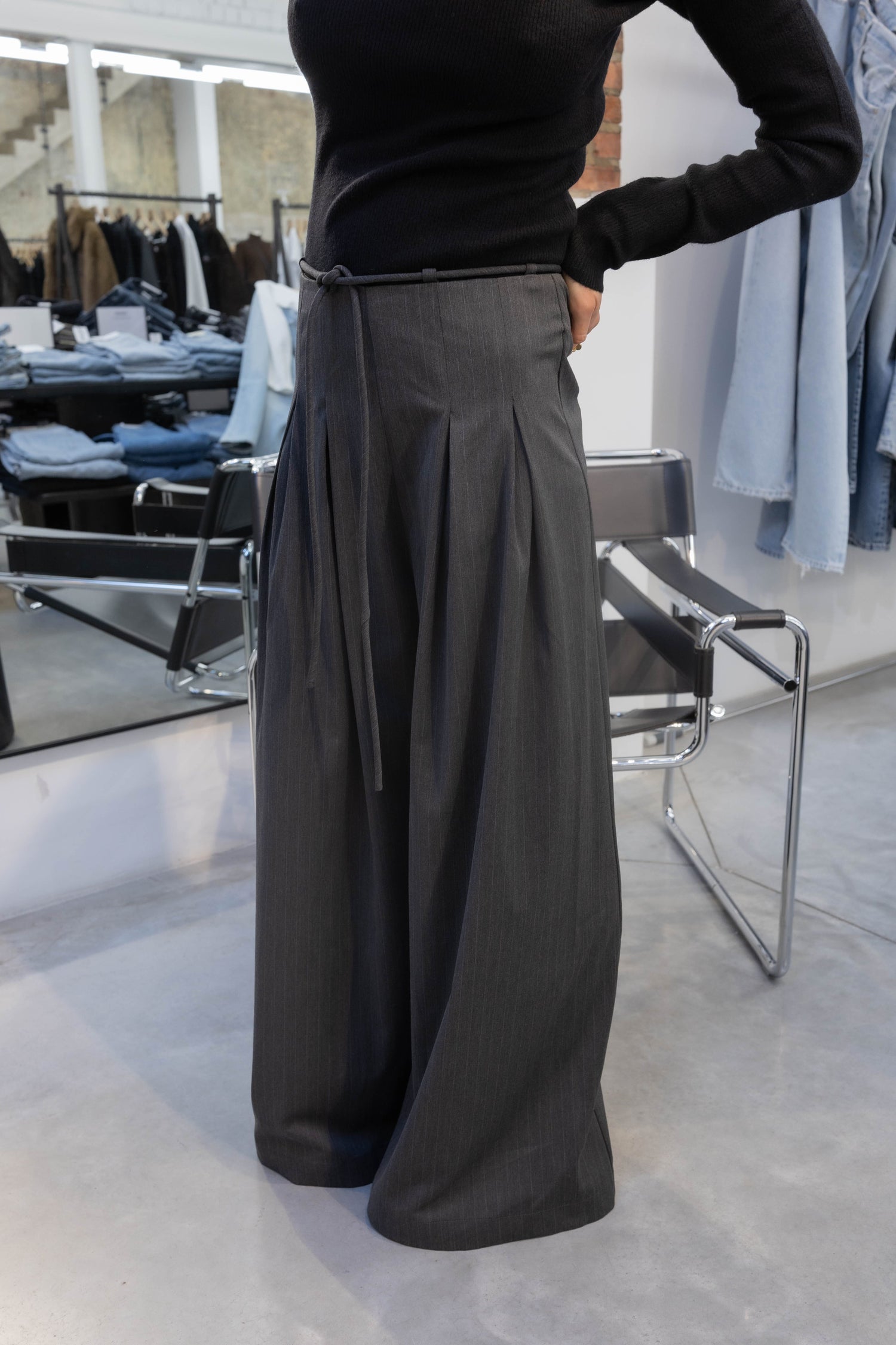 SKIRT PANTS PINSTRIPE IN GREY PANTS LA PISCINE 