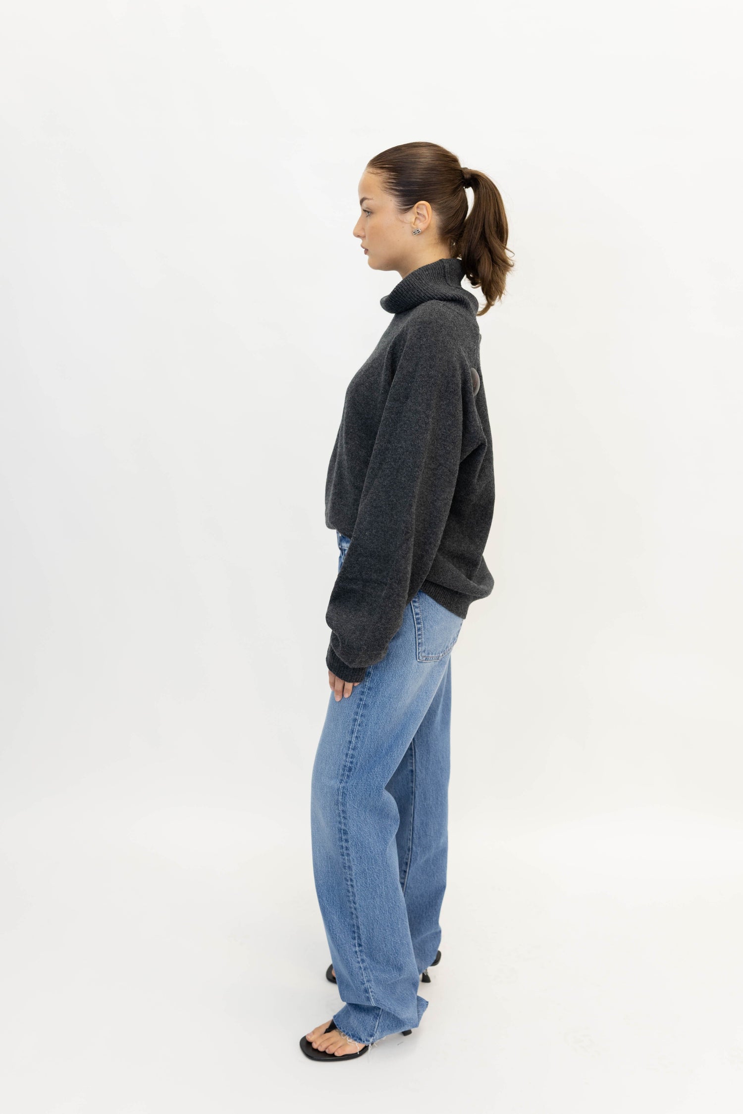 MANZIGZ WOOL ROLLNECK NOOS IN DEEP GRAPHITE PULLOVER GESTUZ 