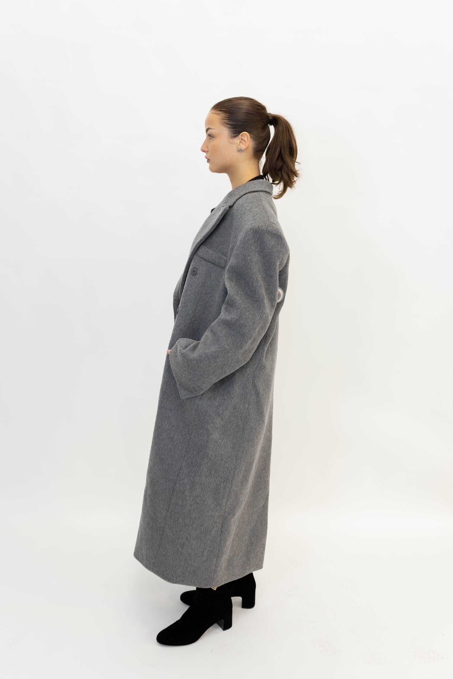 DOUBLE BREASTED COAT IN MEDIUM GREY COAT LA PISCINE 